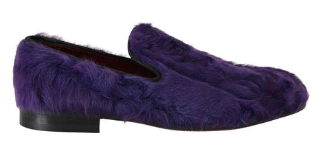 Dolce & Gabbana Plush Purple Sheep Fur Loafers - Hilstor