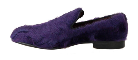 Dolce & Gabbana Plush Purple Sheep Fur Loafers - Hilstor