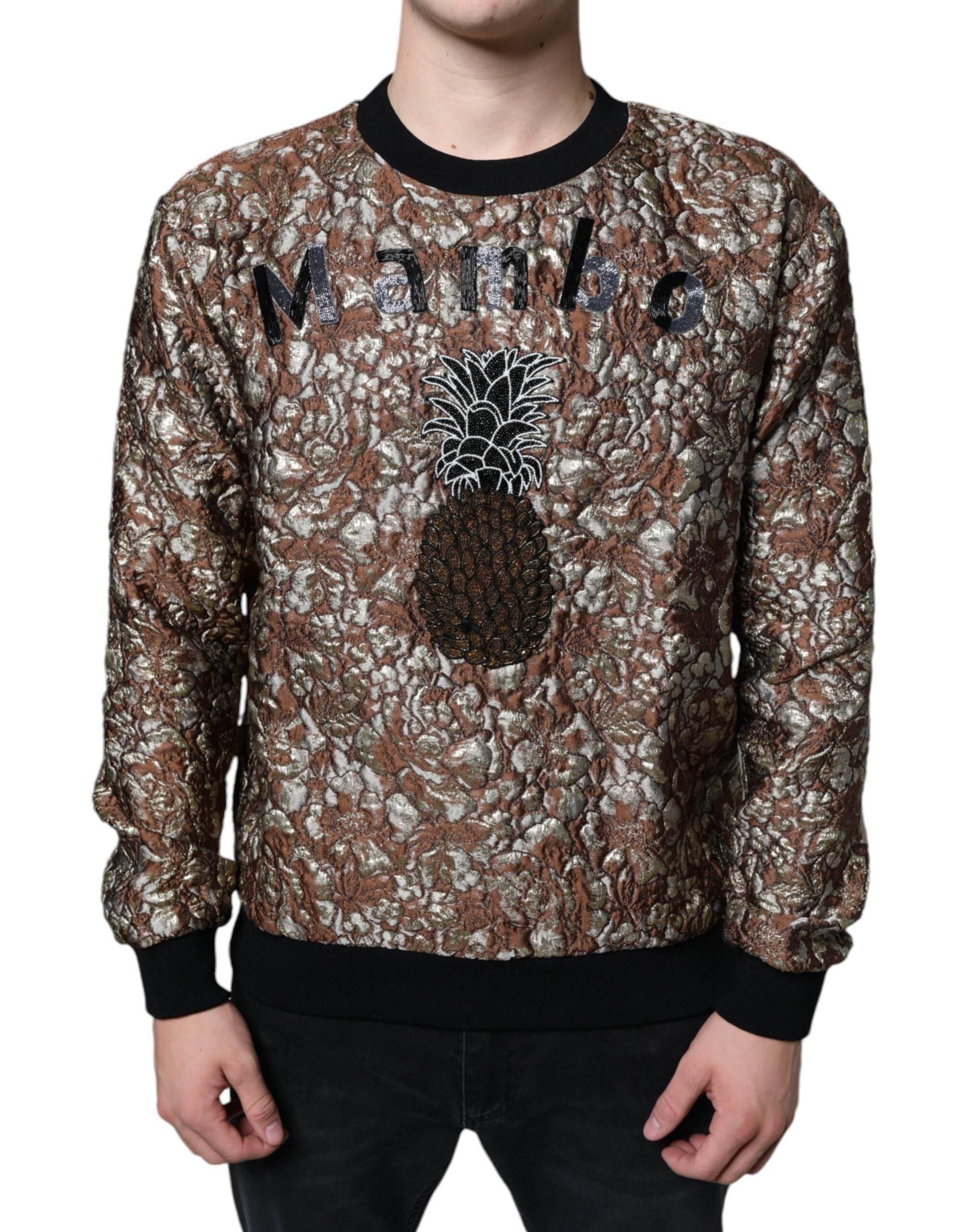 Dolce & Gabbana Brown Jacquard Mambo Pineapple Pullover Sweater - Hilstor