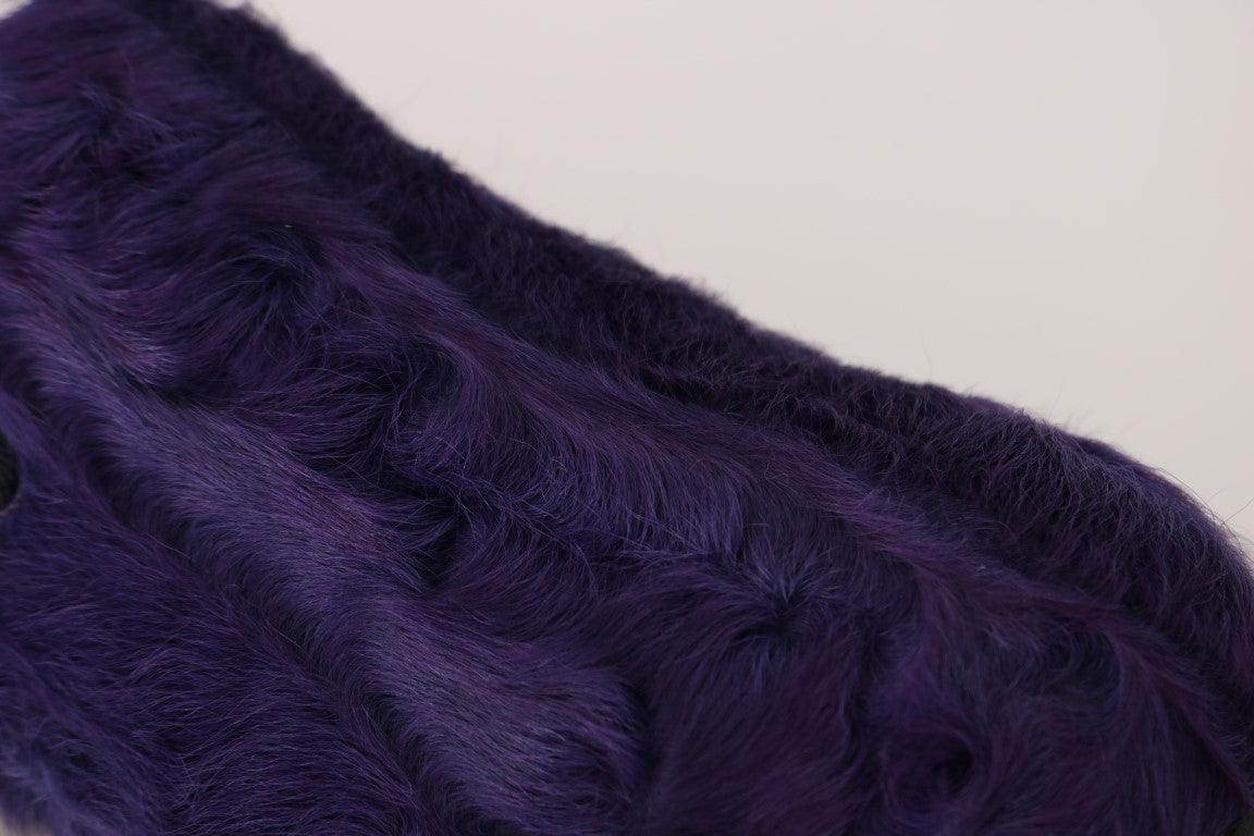 Dolce & Gabbana Plush Purple Sheep Fur Loafers - Hilstor