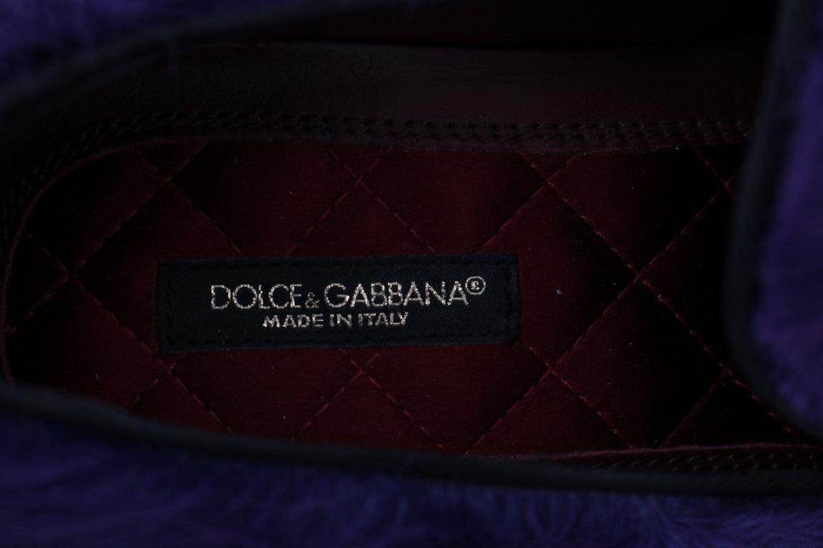 Dolce & Gabbana Plush Purple Sheep Fur Loafers - Hilstor
