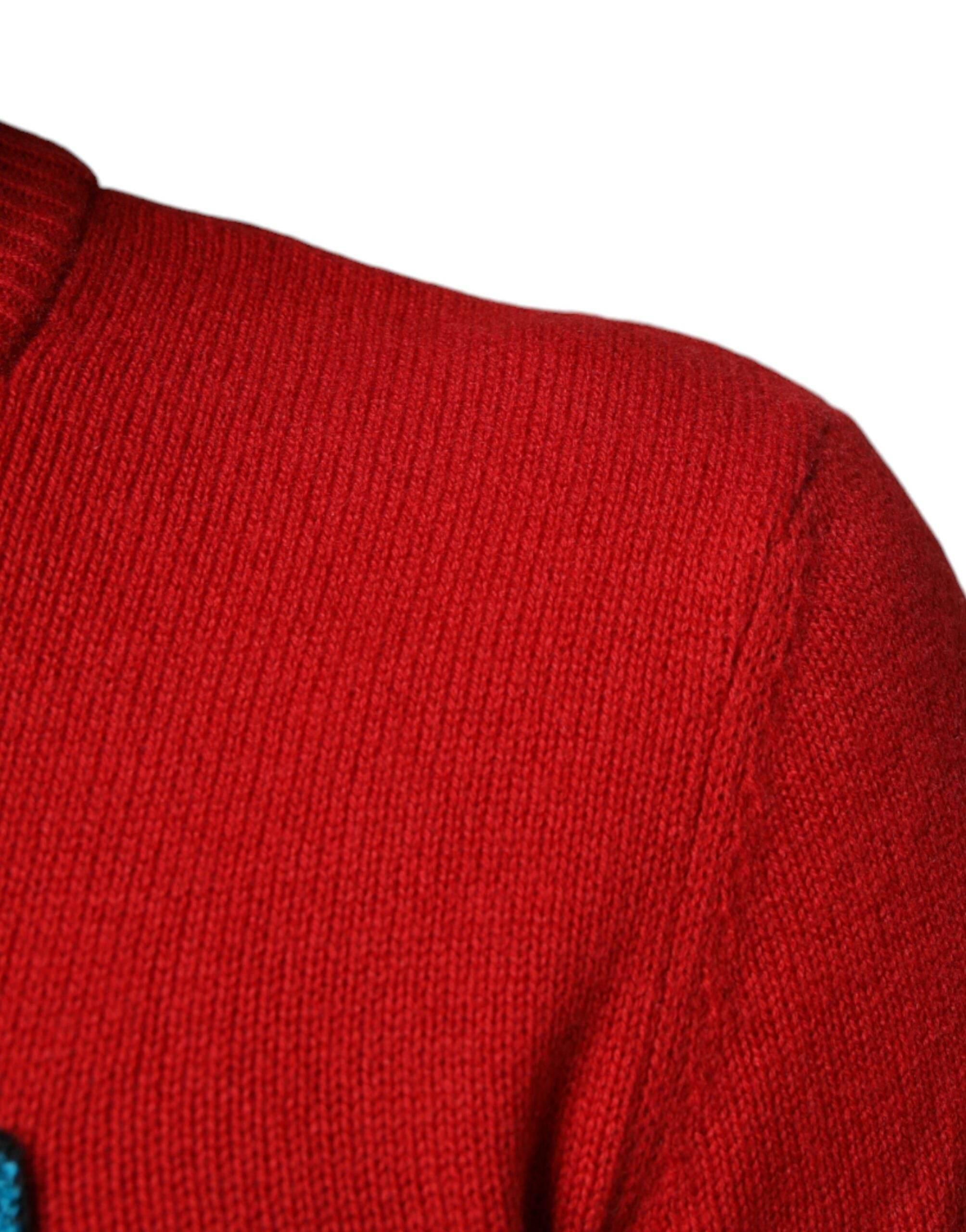 Dolce & Gabbana Red I'm The King Wool Crew Neck Sweatshirt Sweater - Hilstor