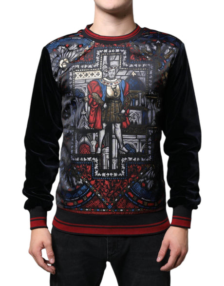 Dolce & Gabbana Multicolor Jacquard Crew Neck Sweatshirt Sweater - Hilstor