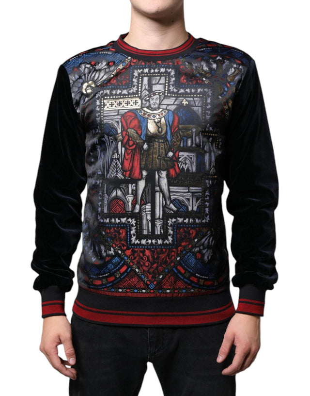 Dolce & Gabbana Multicolor Jacquard Crew Neck Sweatshirt Sweater - Hilstor