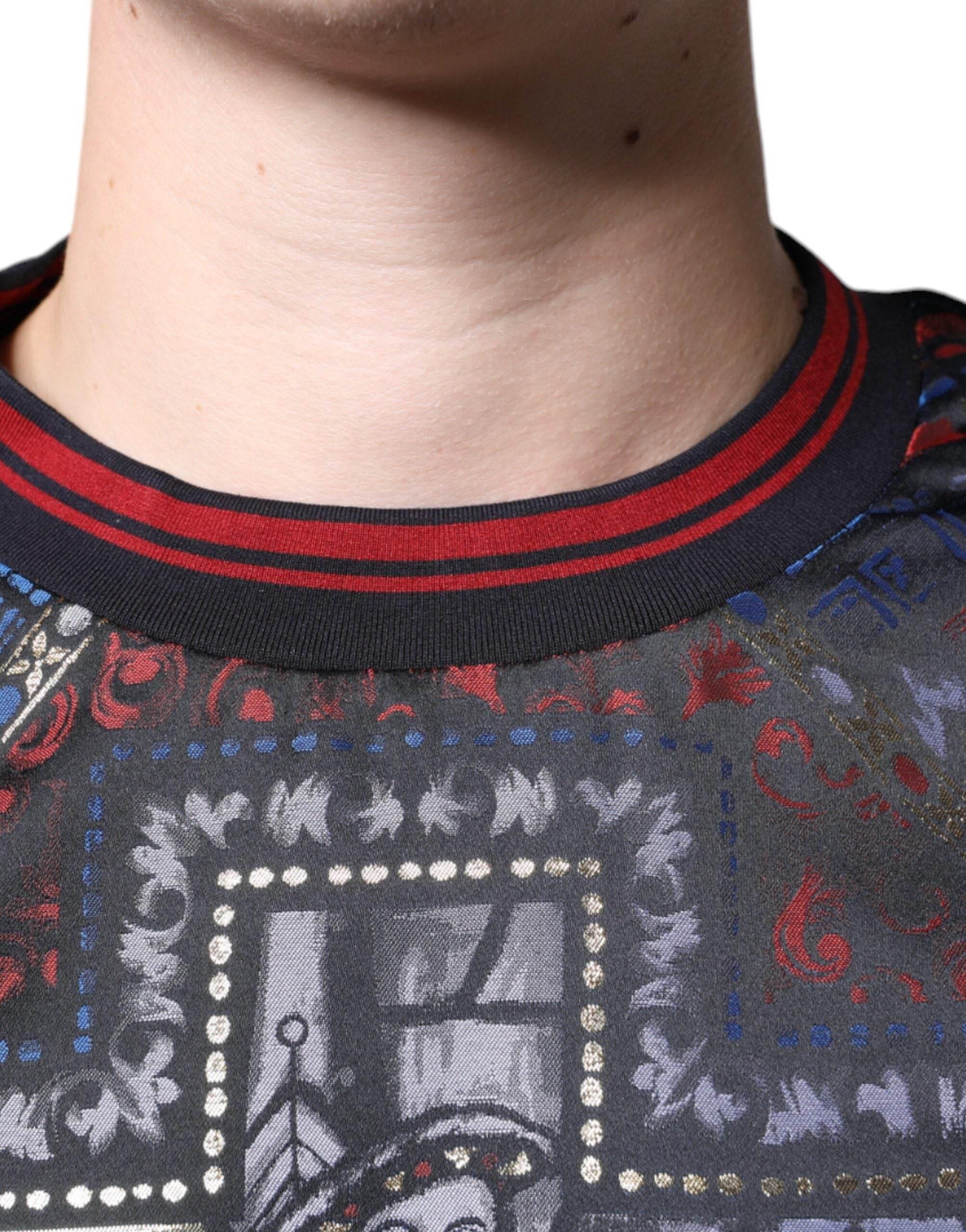Dolce & Gabbana Multicolor Jacquard Crew Neck Sweatshirt Sweater - Hilstor