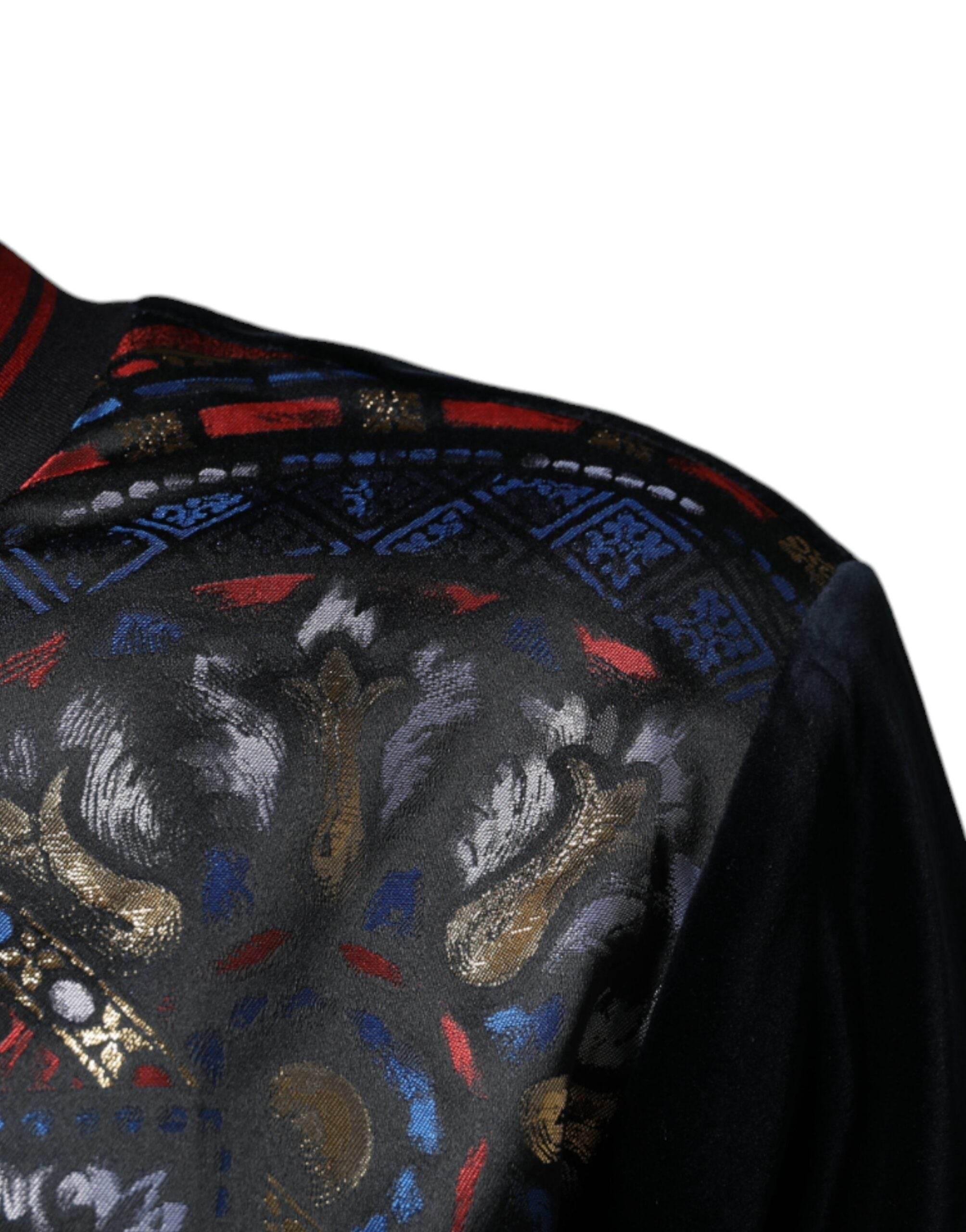 Dolce & Gabbana Multicolor Jacquard Crew Neck Sweatshirt Sweater - Hilstor