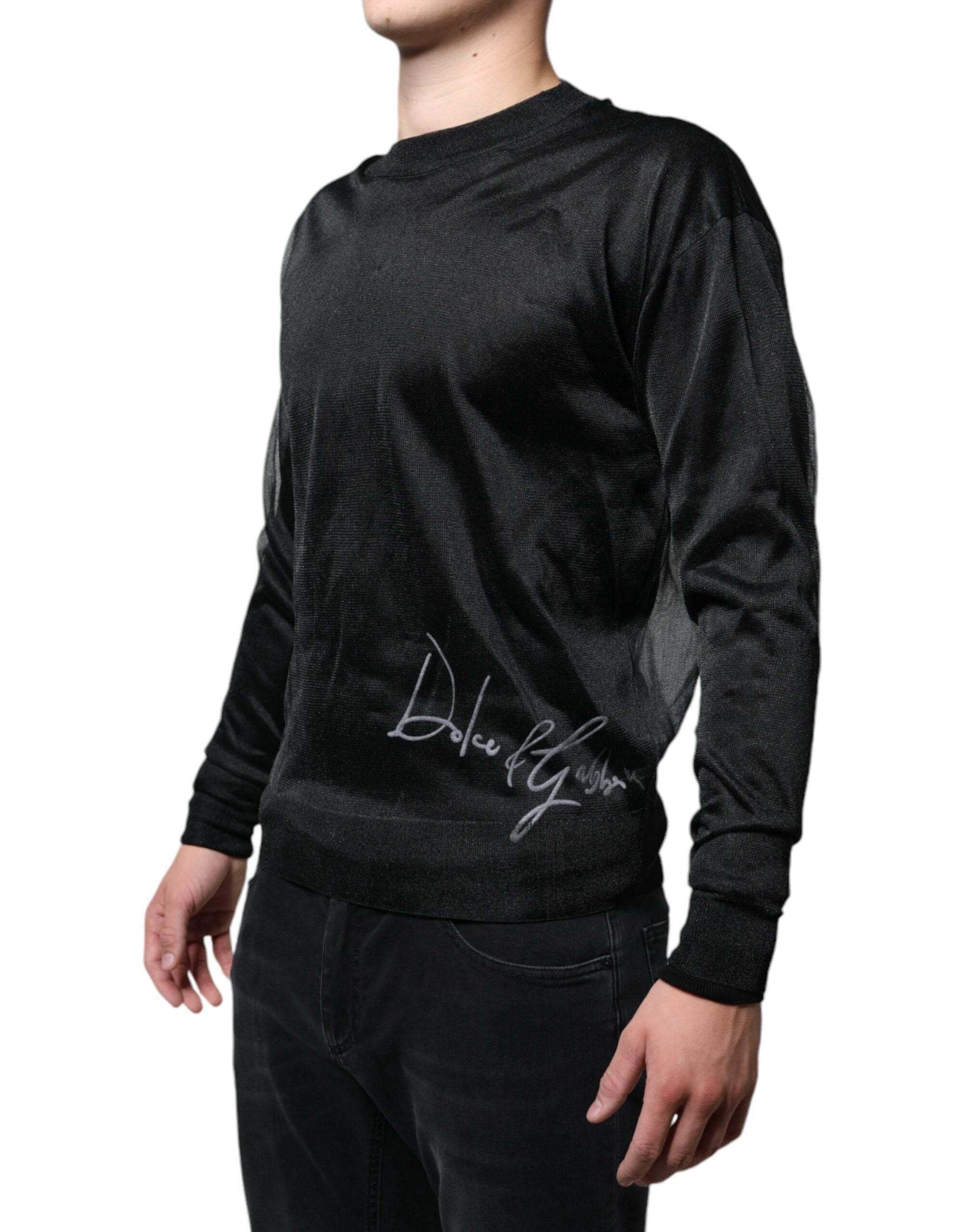 Dolce & Gabbana Black Polyester Pullover Sweatshirt Sweater - Hilstor