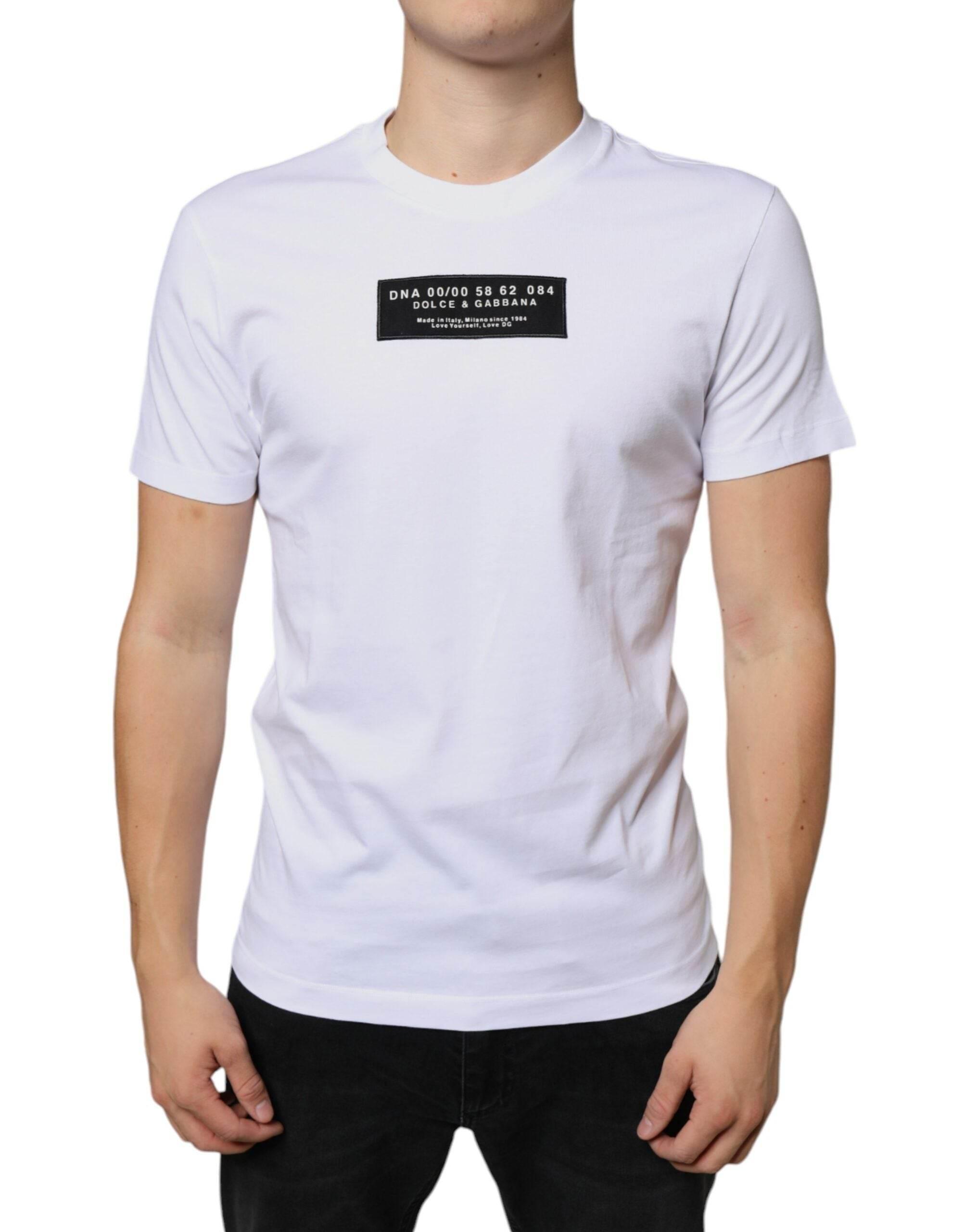 Dolce & Gabbana White Cotton DG Applique Casual T-shirt - Hilstor