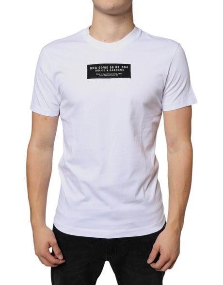 Dolce & Gabbana White Cotton DG Applique Casual T-shirt - Hilstor