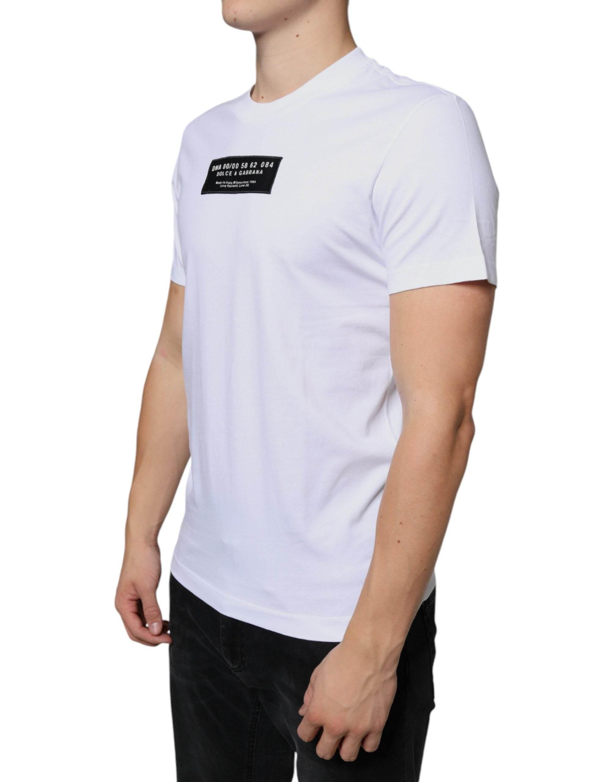 Dolce & Gabbana White Cotton DG Applique Casual T-shirt - Hilstor
