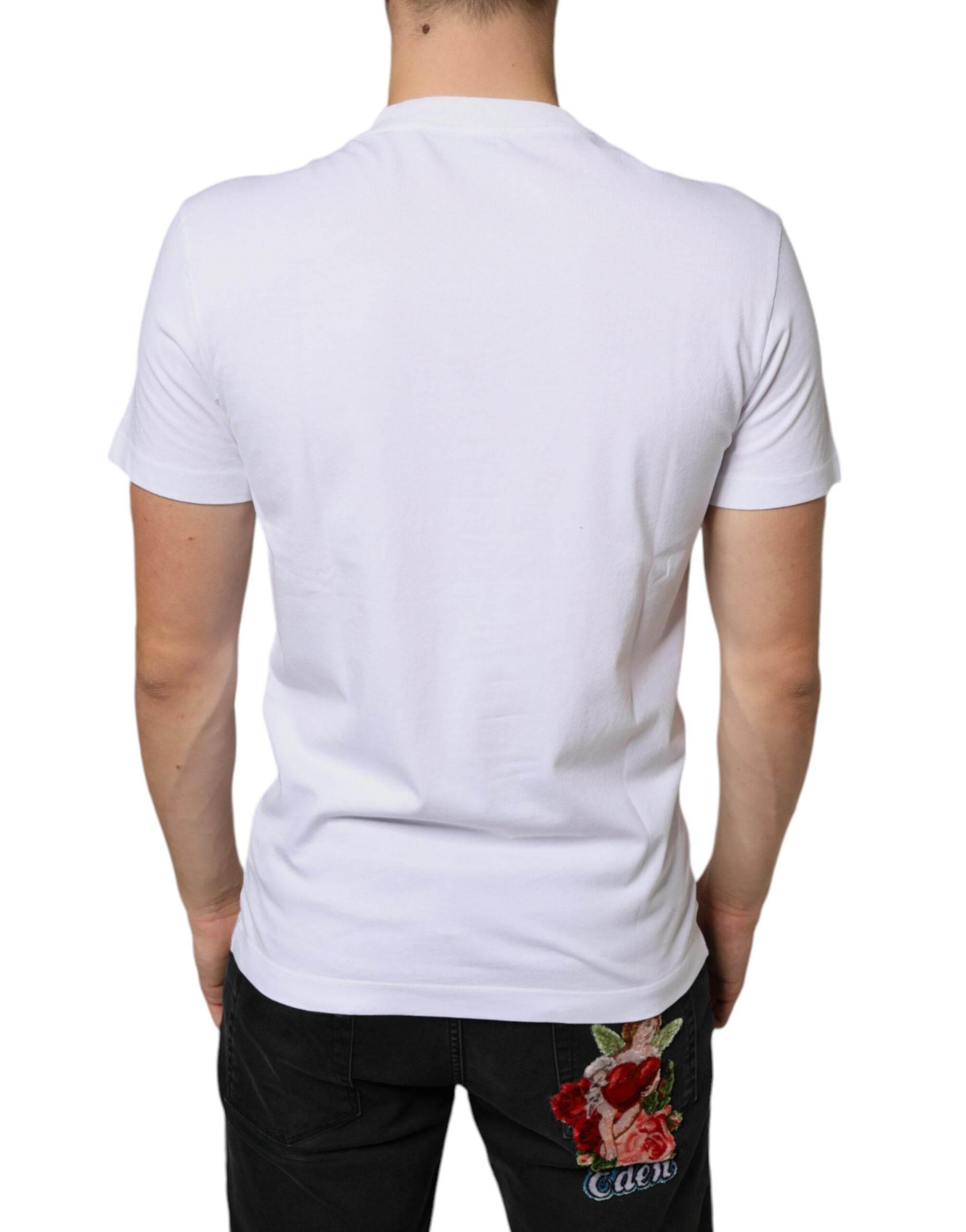 Dolce & Gabbana White Cotton DG Applique Casual T-shirt - Hilstor