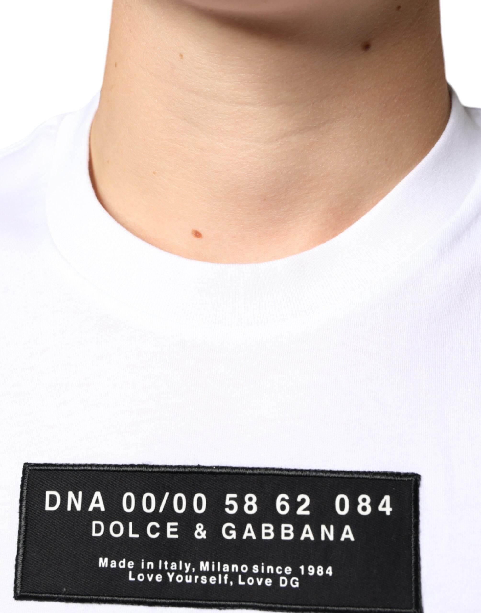 Dolce & Gabbana White Cotton DG Applique Casual T-shirt - Hilstor
