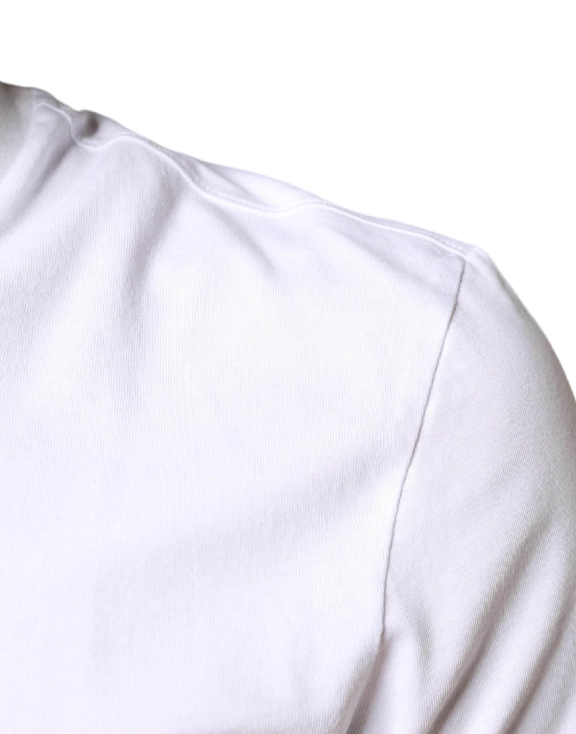 Dolce & Gabbana White Cotton DG Applique Casual T-shirt - Hilstor