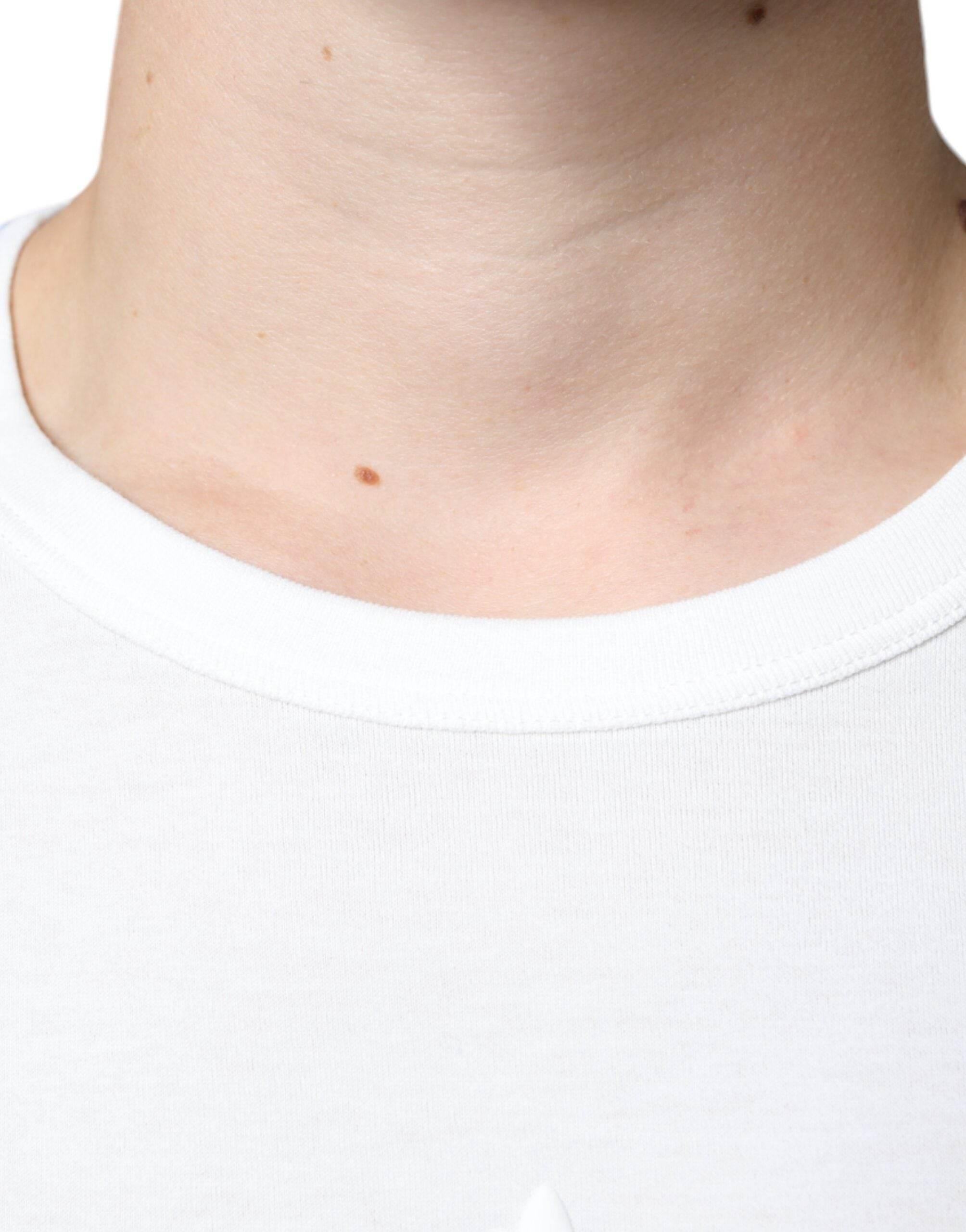 Dolce & Gabbana White Logo Embossed Cotton Crewneck T-shirt - Hilstor