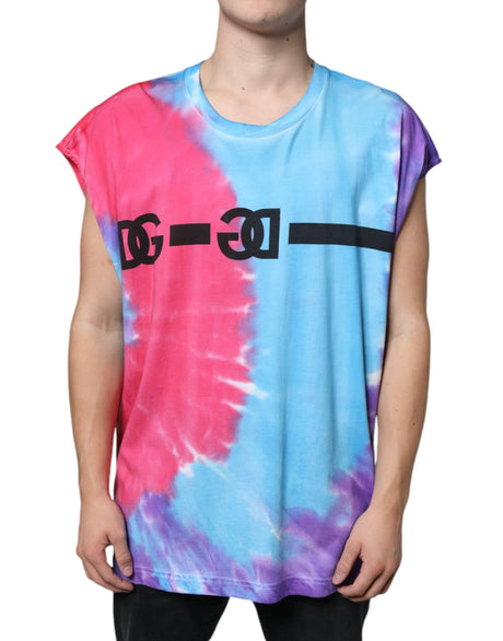 Dolce & Gabbana Multicolor Tie Dye Cotton Sleeveless T-shirt - Hilstor