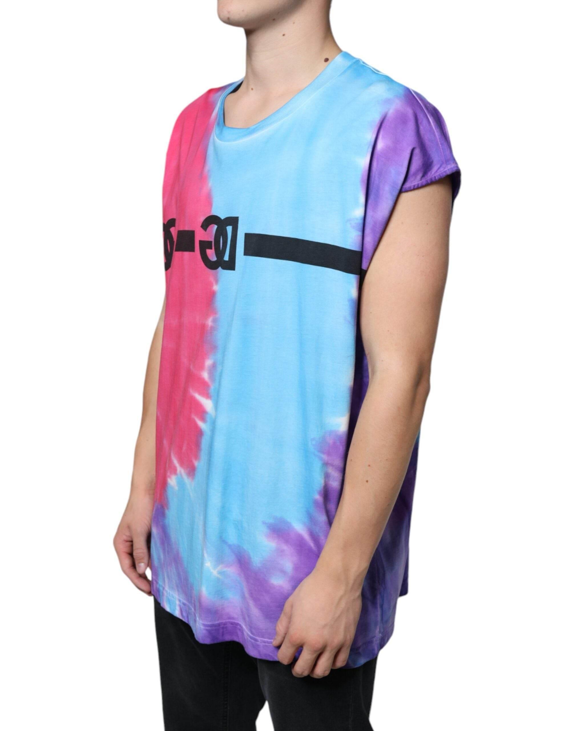 Dolce & Gabbana Multicolor Tie Dye Cotton Sleeveless T-shirt - Hilstor