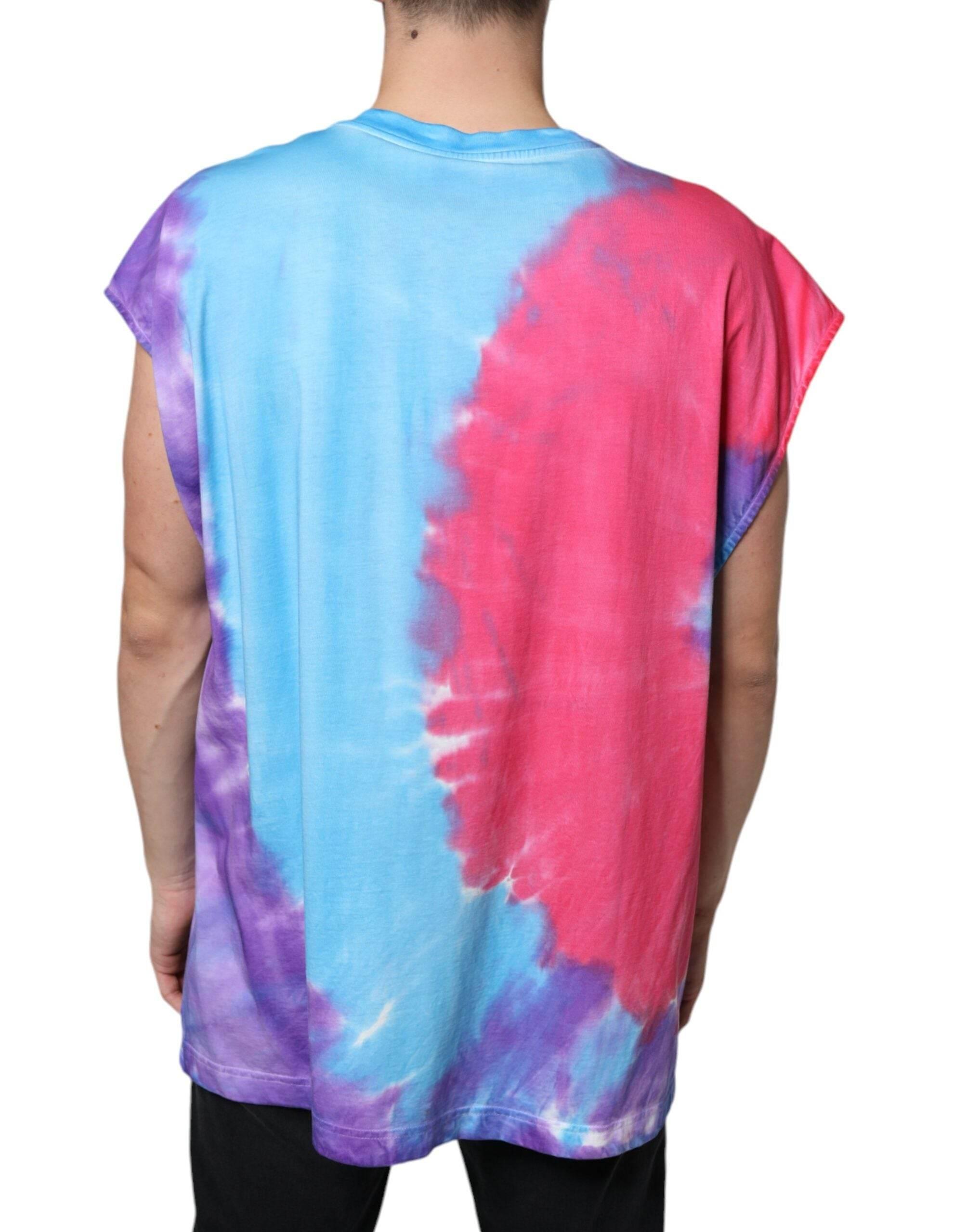 Dolce & Gabbana Multicolor Tie Dye Cotton Sleeveless T-shirt - Hilstor