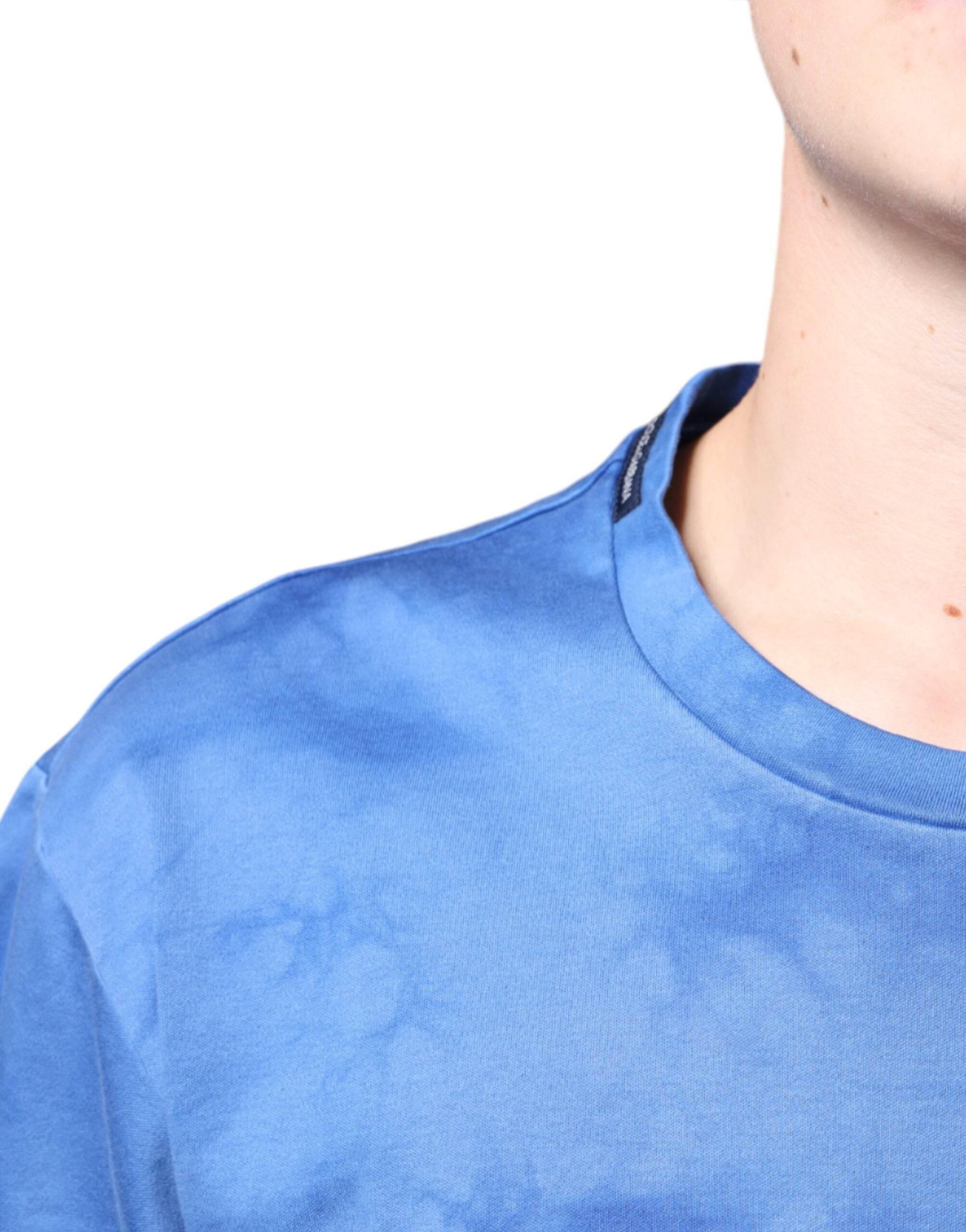 Dolce & Gabbana Blue Tie-Dye Peace Sign Cotton T-shirt - Hilstor