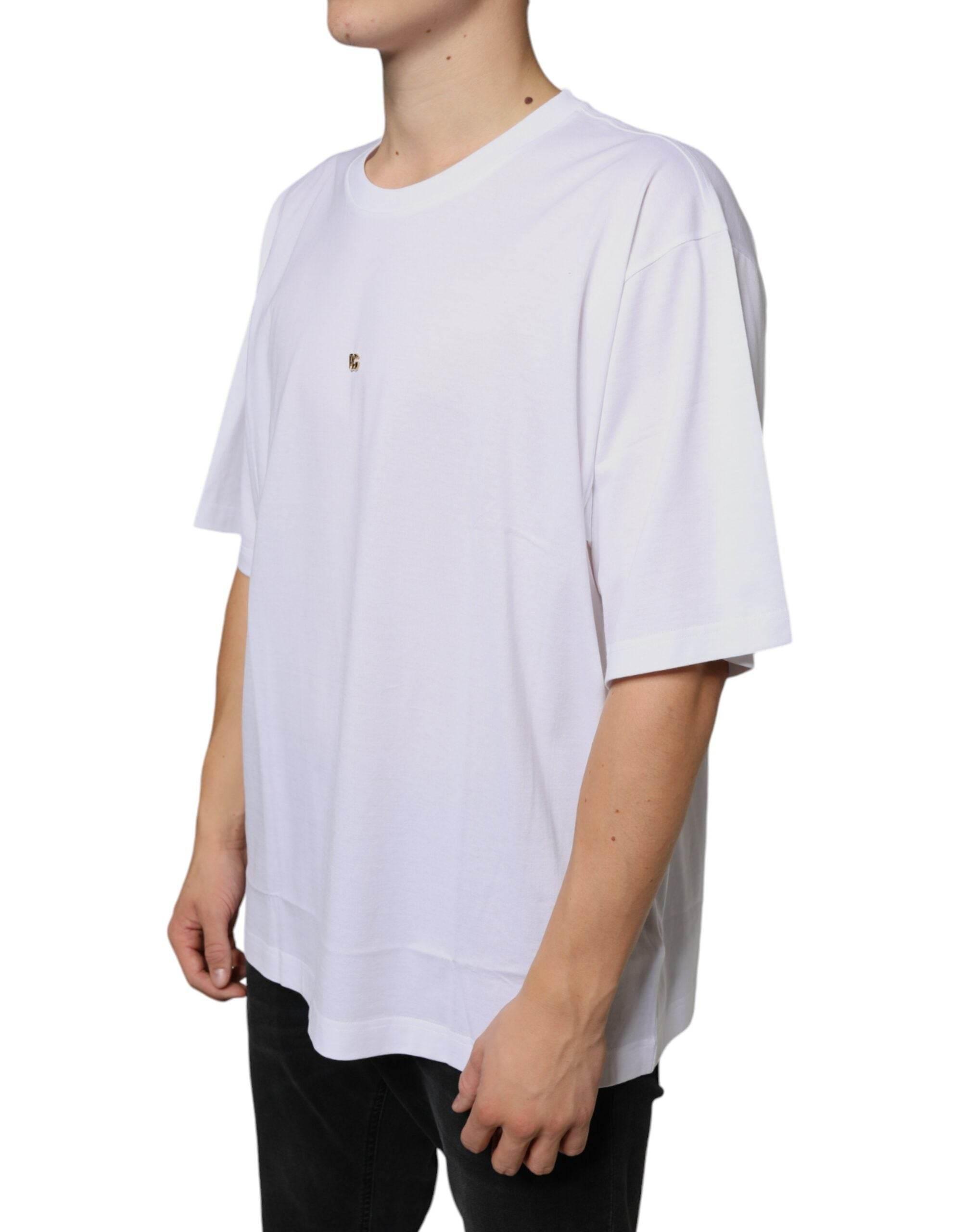 Dolce & Gabbana White Metal DG Logo Cotton Short Sleeves T-shirt - Hilstor