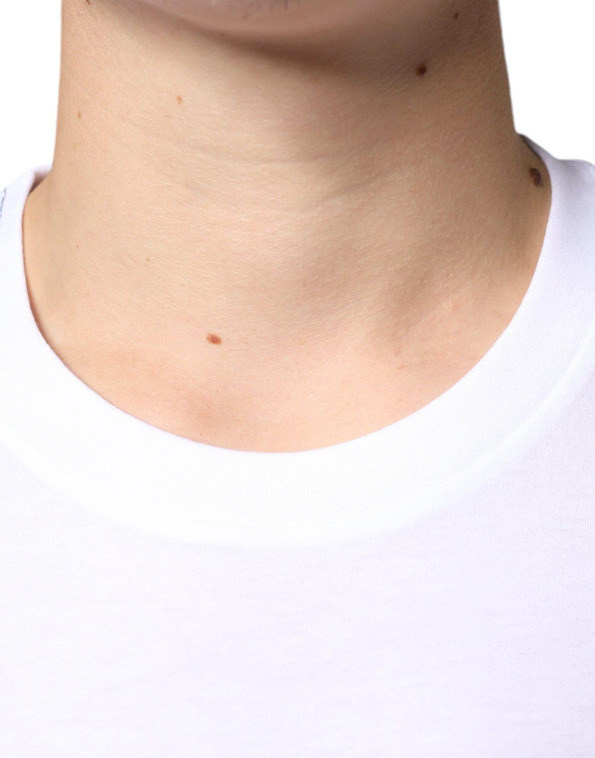 Dolce & Gabbana White Metal DG Logo Cotton Short Sleeves T-shirt - Hilstor