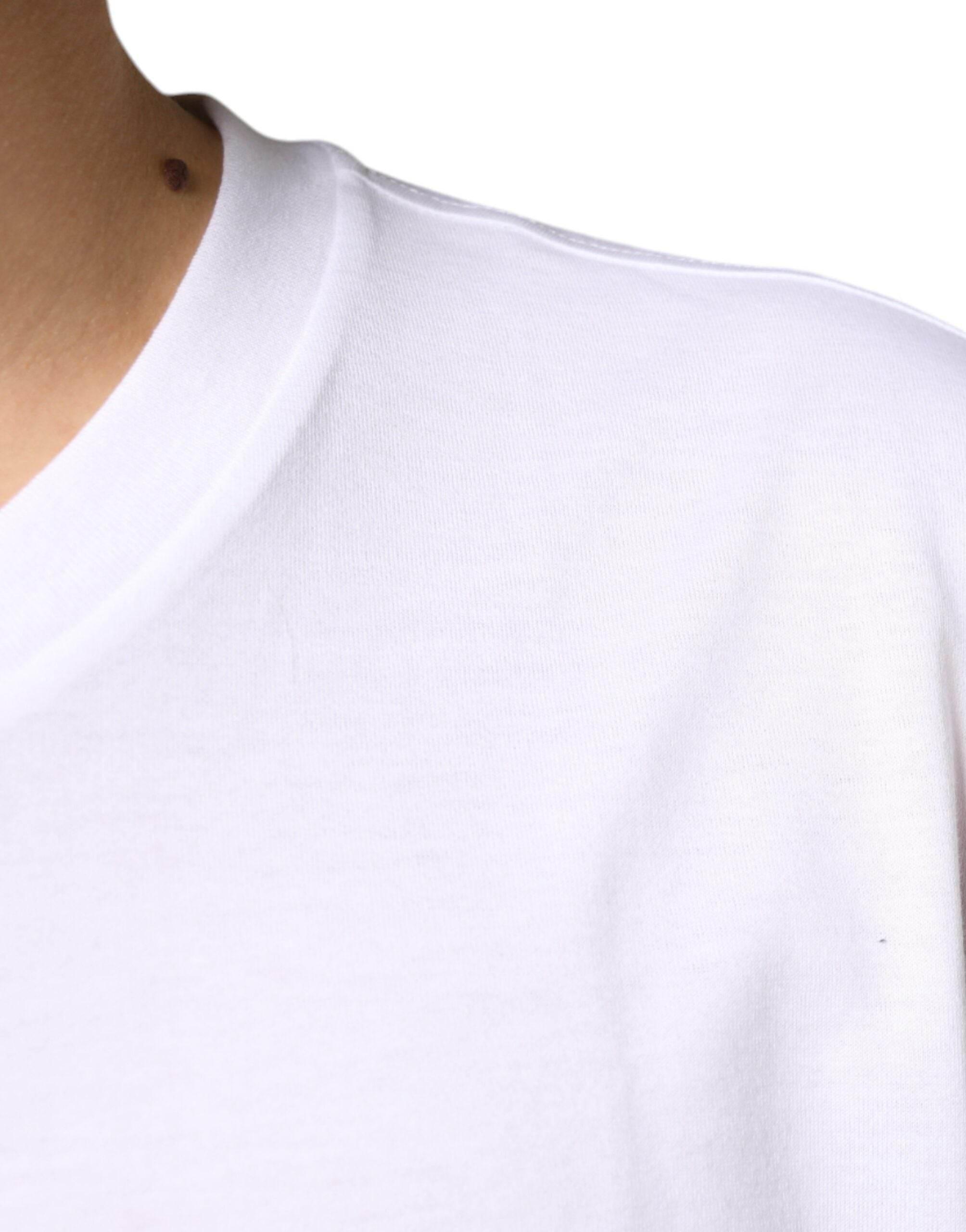 Dolce & Gabbana White Metal DG Logo Cotton Short Sleeves T-shirt - Hilstor