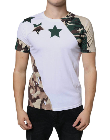 Dolce & Gabbana White Camouflage Stars Crew Neck T-shirt - Hilstor