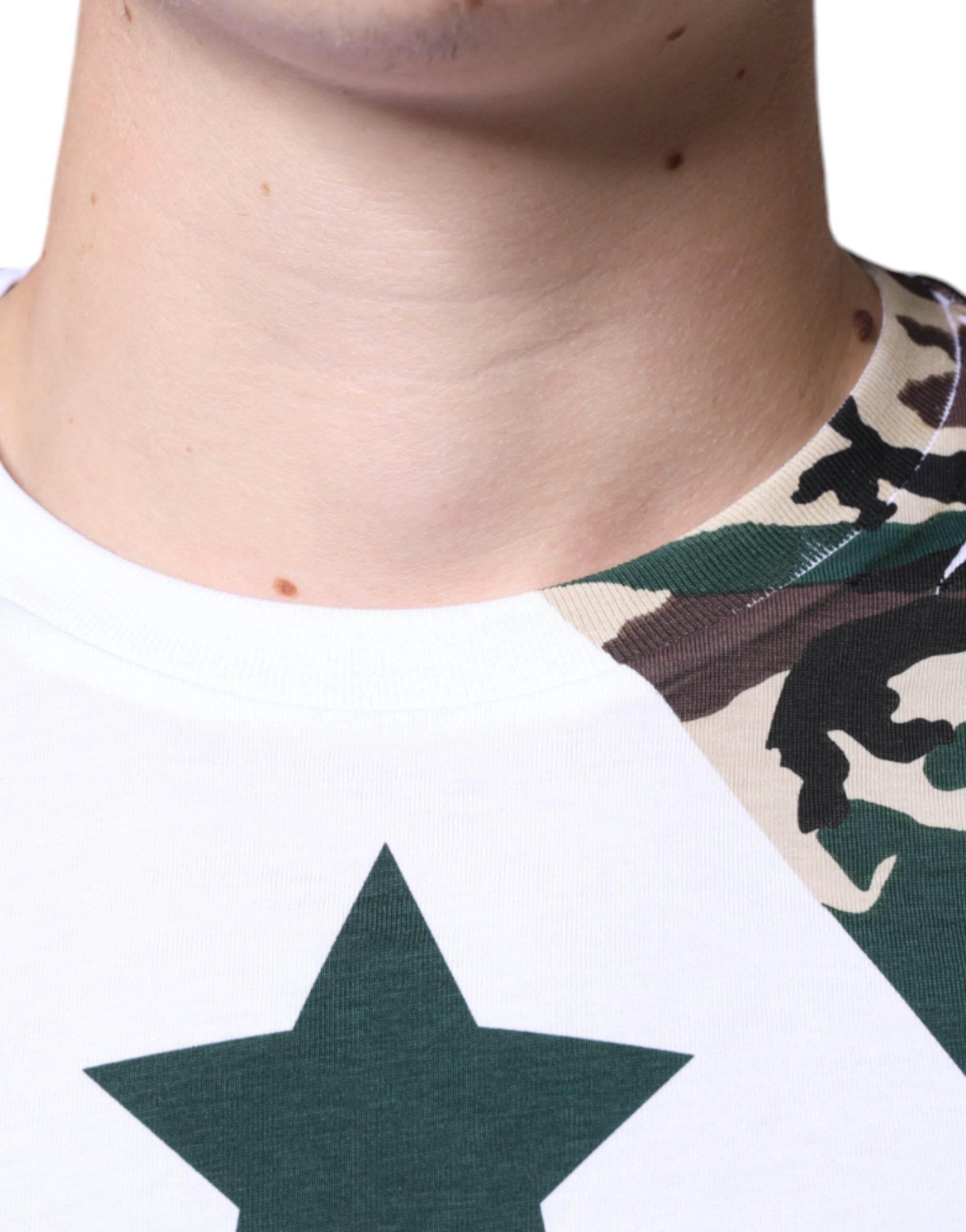 Dolce & Gabbana White Camouflage Stars Crew Neck T-shirt - Hilstor
