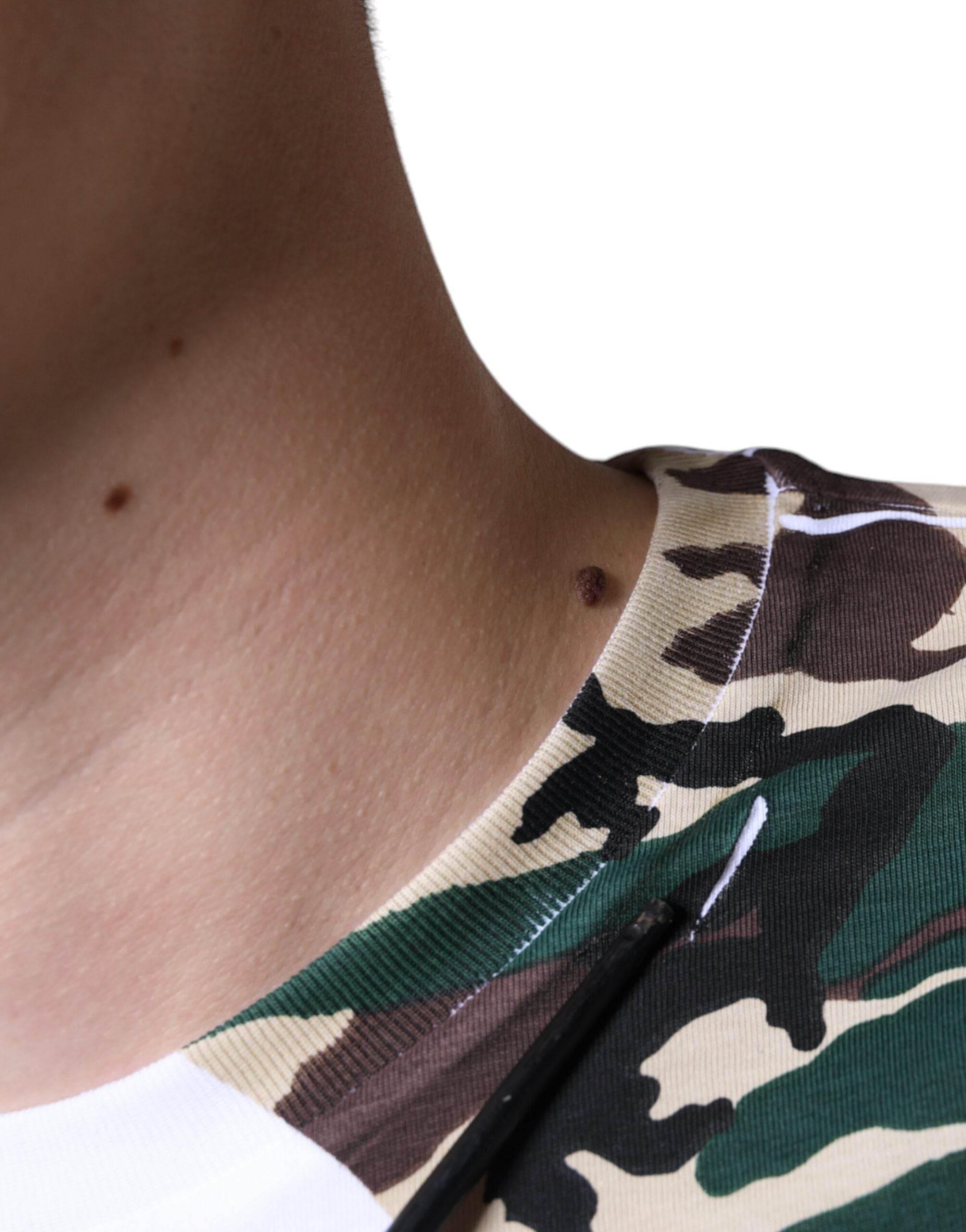 Dolce & Gabbana White Camouflage Stars Crew Neck T-shirt - Hilstor