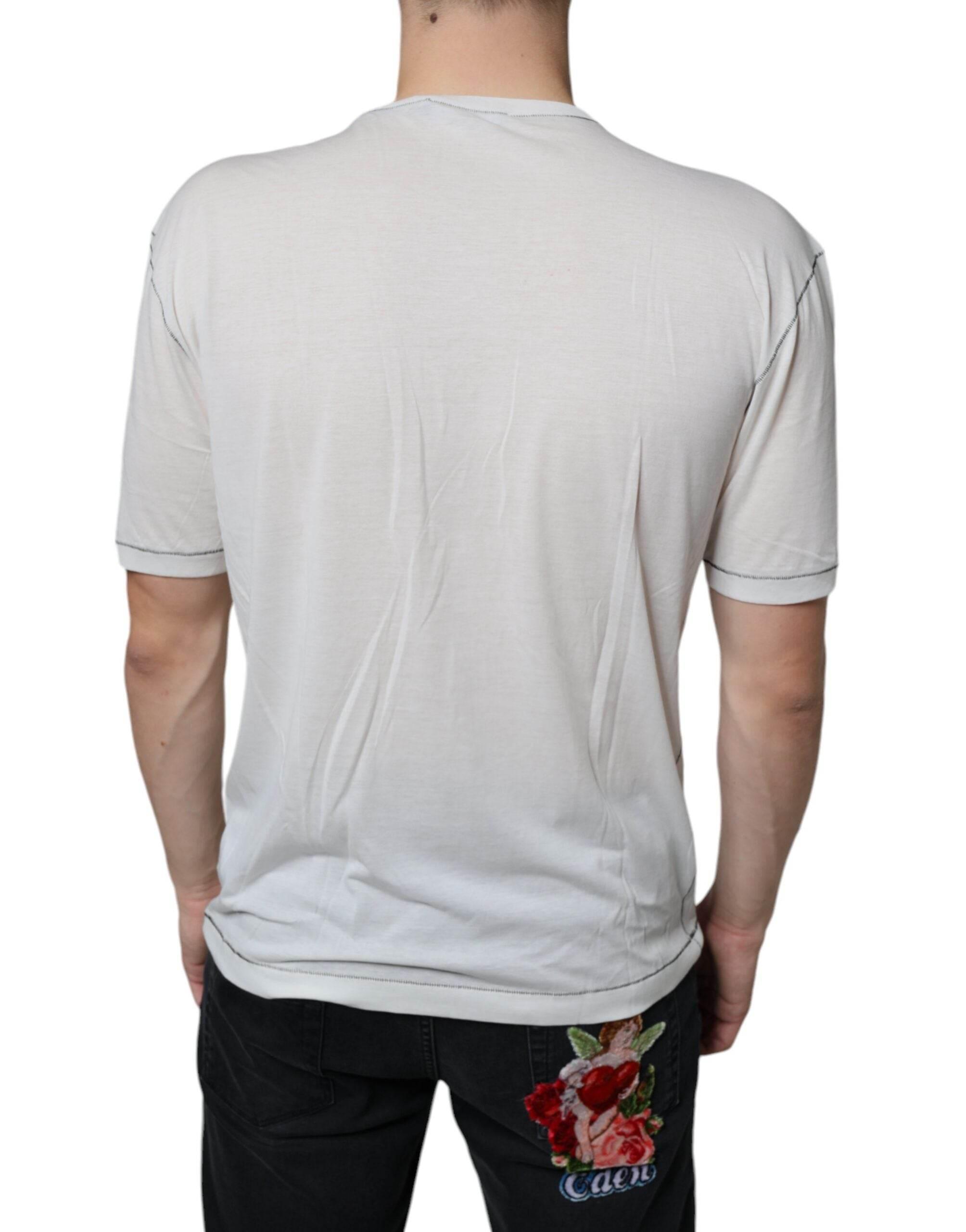 Dolce & Gabbana White Angel Crown Print Crew Neck T-shirt - Hilstor