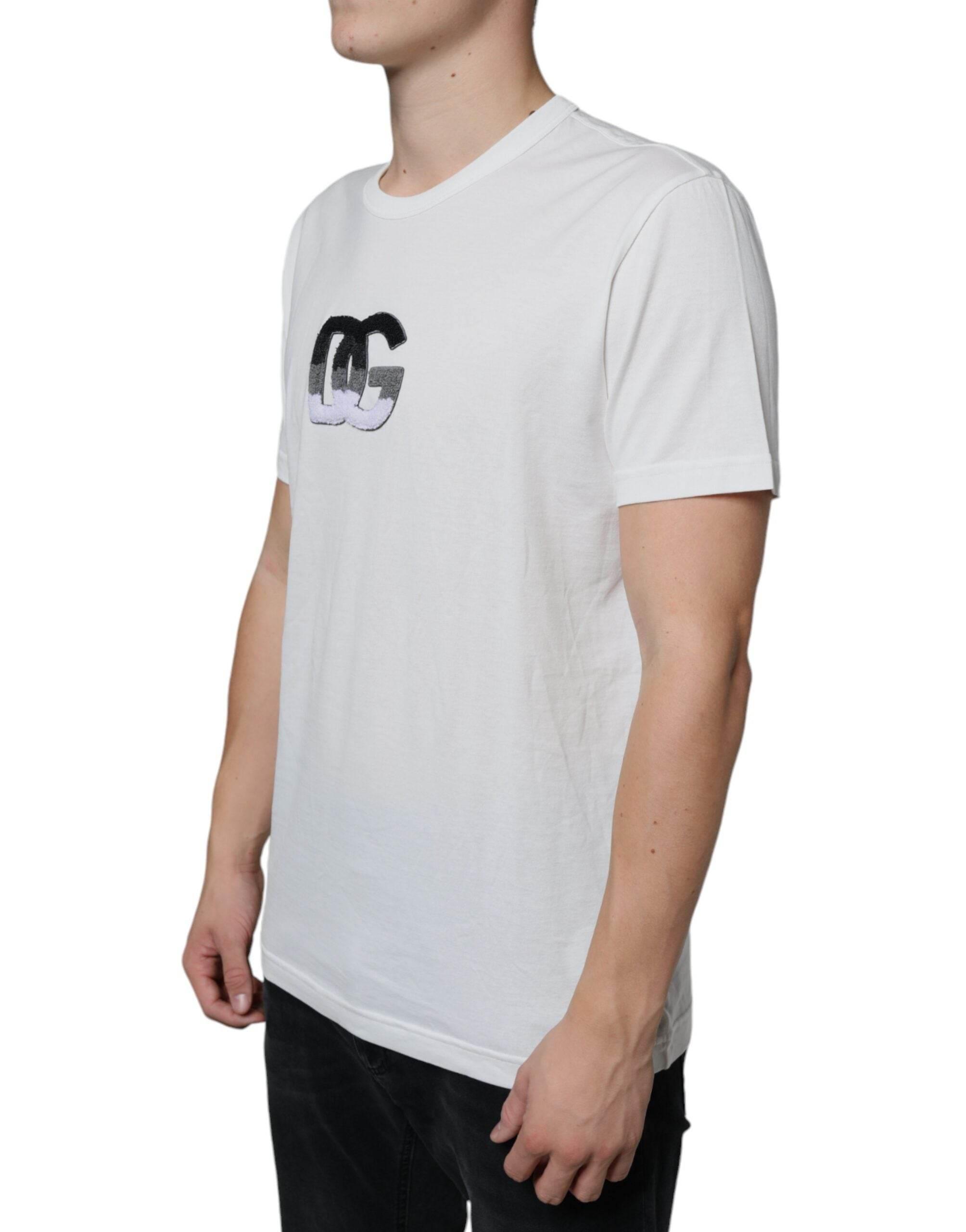 Dolce & Gabbana White Cotton DG Logo Print T-shirt - Hilstor