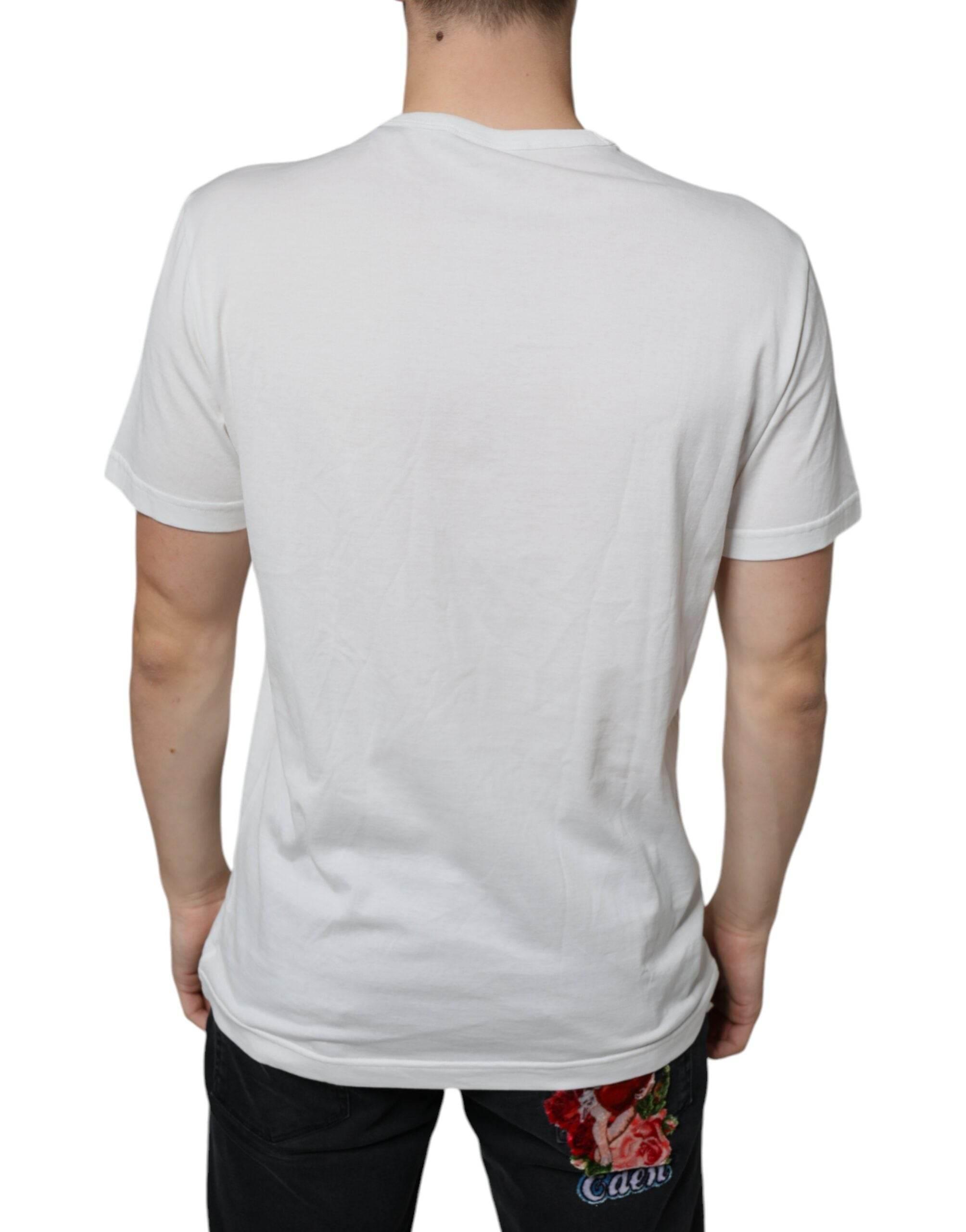 Dolce & Gabbana White Cotton DG Logo Print T-shirt - Hilstor