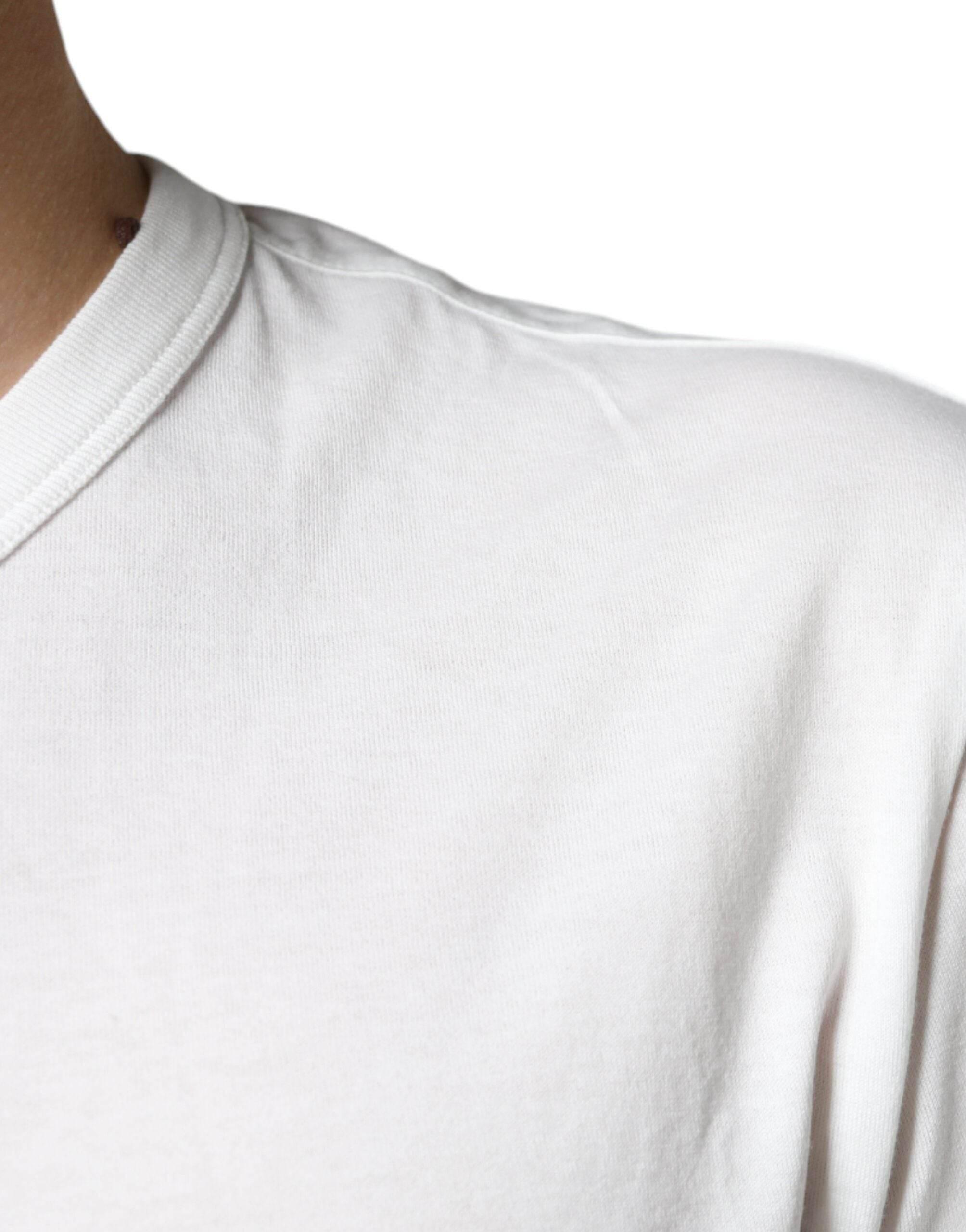 Dolce & Gabbana White Cotton DG Logo Print T-shirt - Hilstor