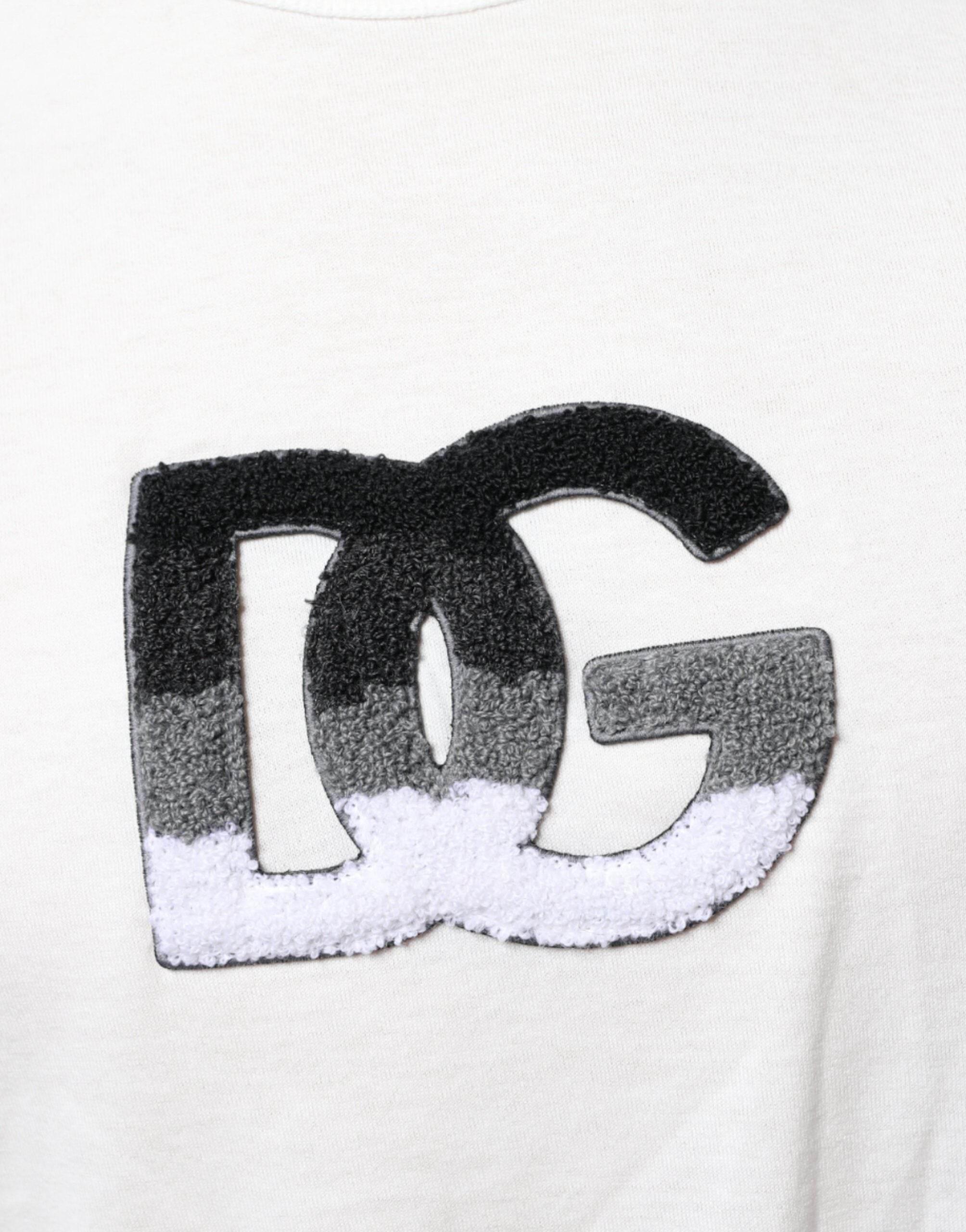 Dolce & Gabbana White Cotton DG Logo Print T-shirt - Hilstor