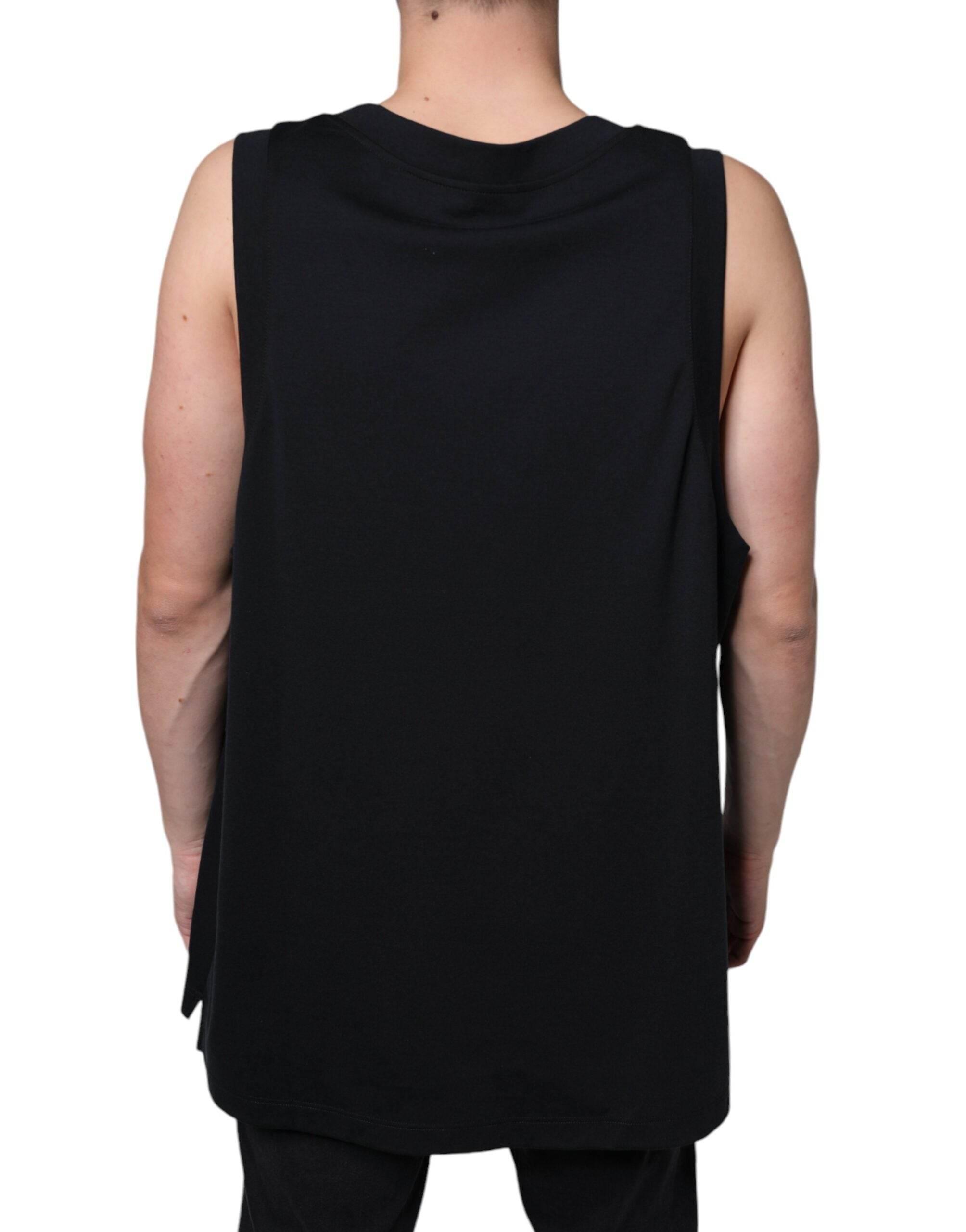 Dolce & Gabbana Black Cotton Born To Be Free Sleeveless T-shirt - Hilstor