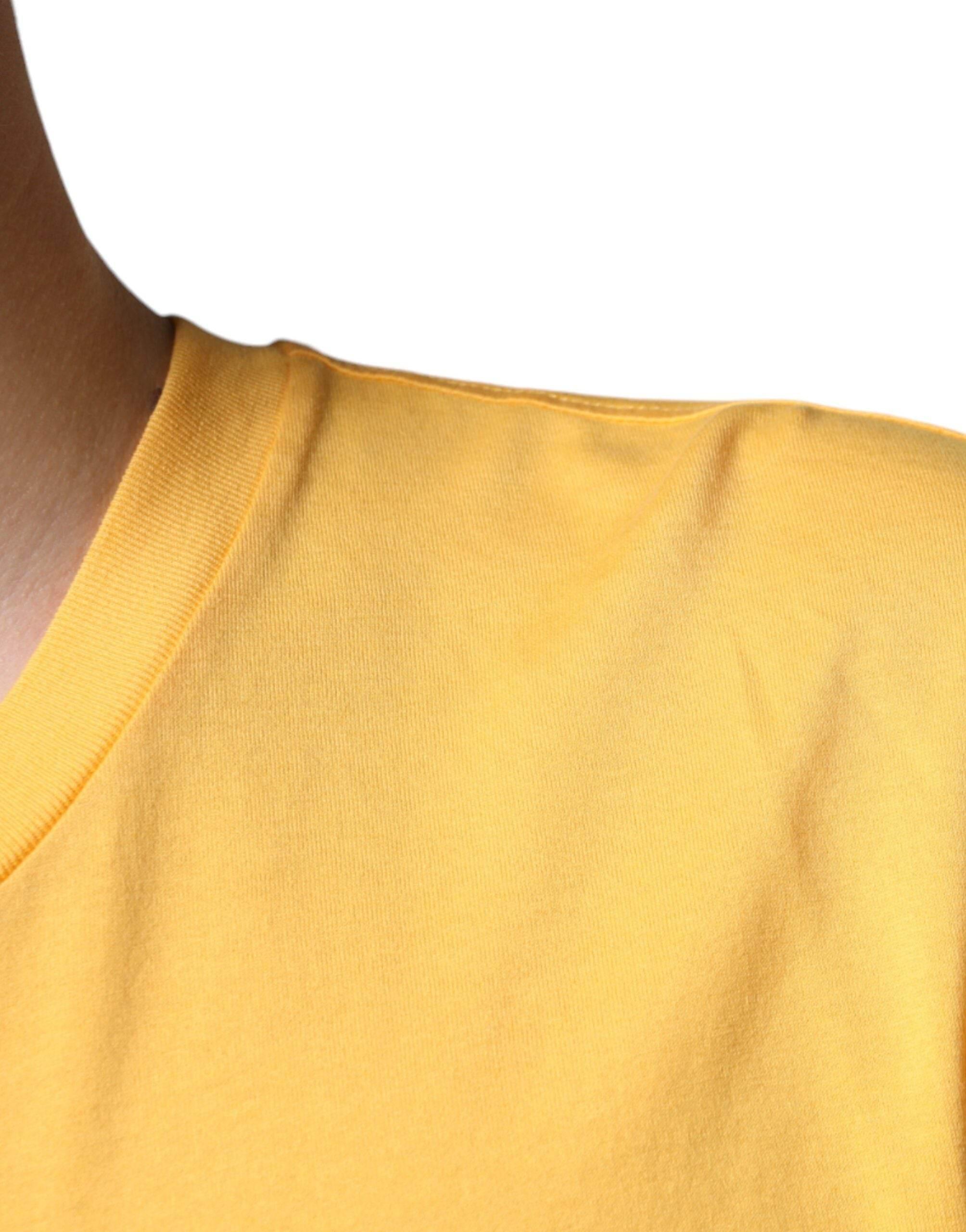 Dolce & Gabbana Yellow Secret Graden Floral Cotton Crew Neck T-shirt - Hilstor