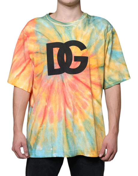 Dolce & Gabbana Multicolor Tie-Dye Logo Cotton T-shirt - Hilstor