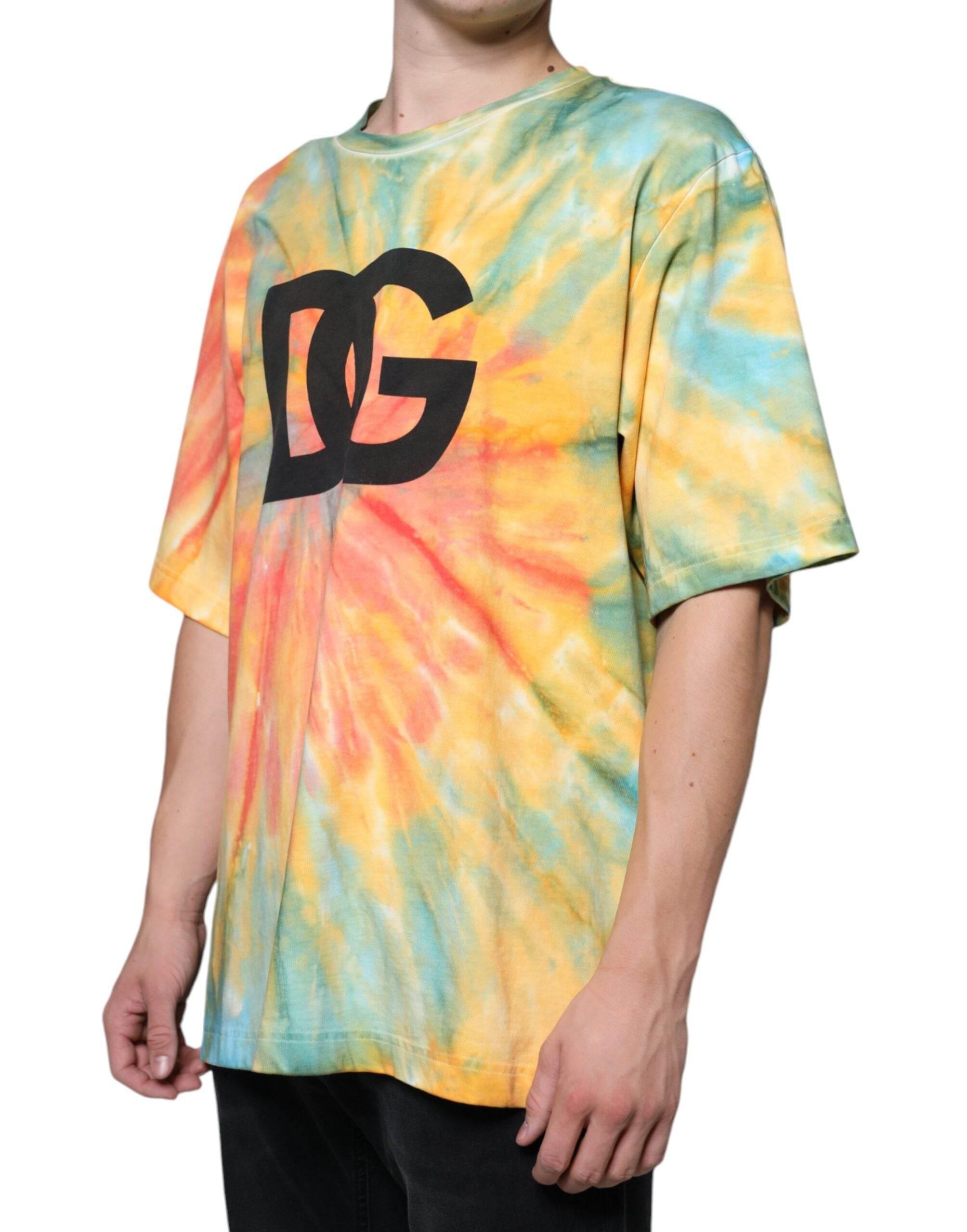 Dolce & Gabbana Multicolor Tie-Dye Logo Cotton T-shirt - Hilstor