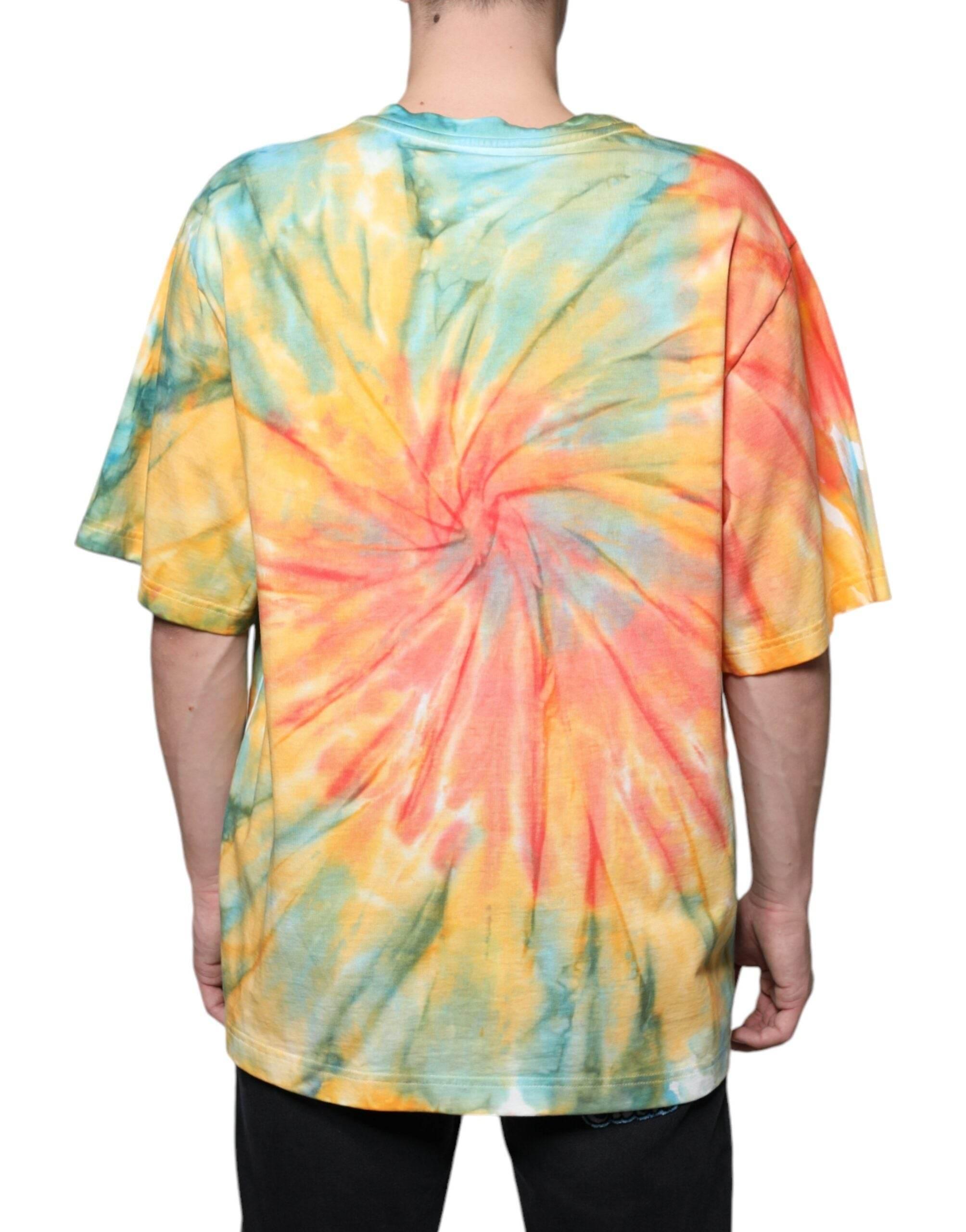 Dolce & Gabbana Multicolor Tie-Dye Logo Cotton T-shirt - Hilstor