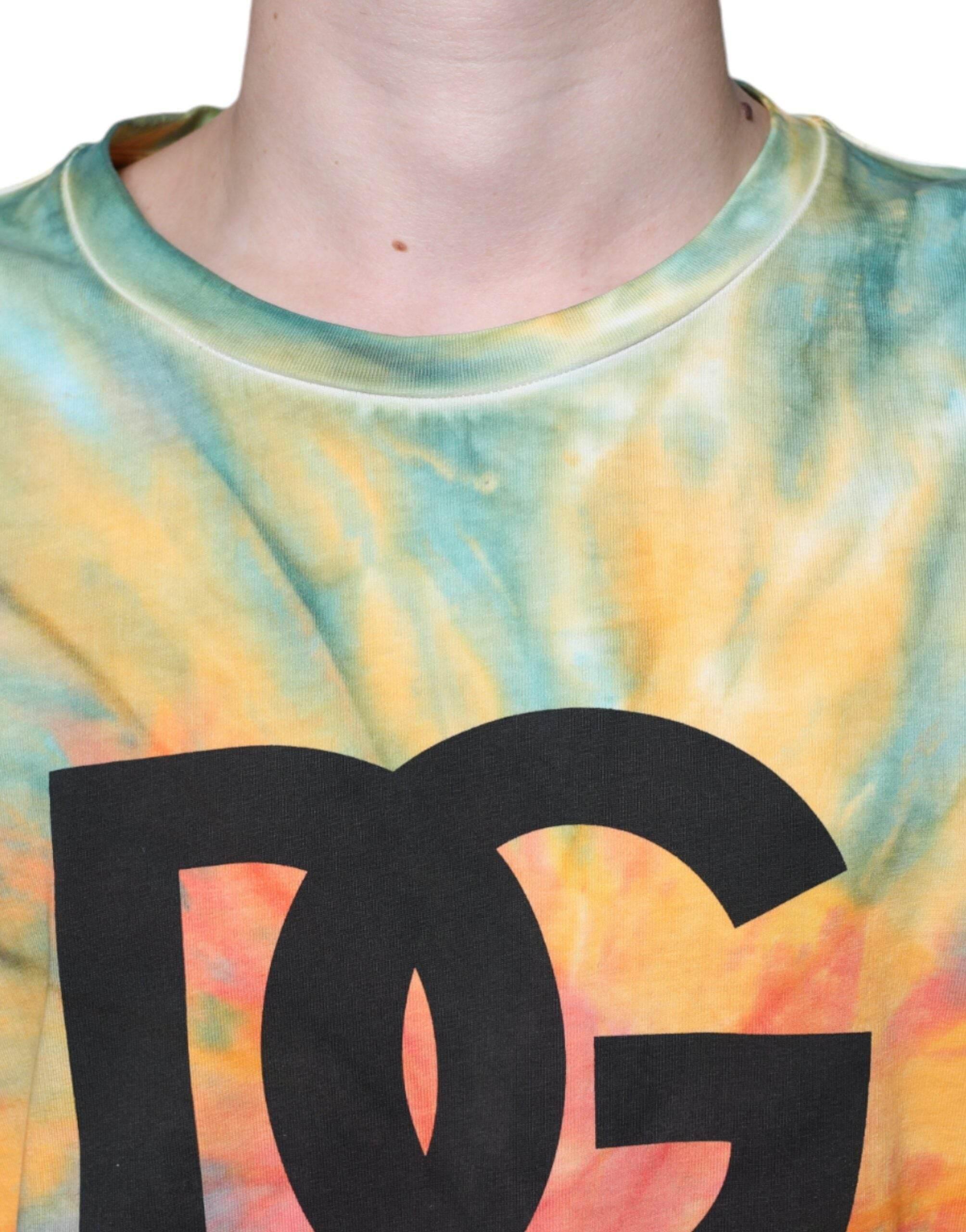 Dolce & Gabbana Multicolor Tie-Dye Logo Cotton T-shirt - Hilstor