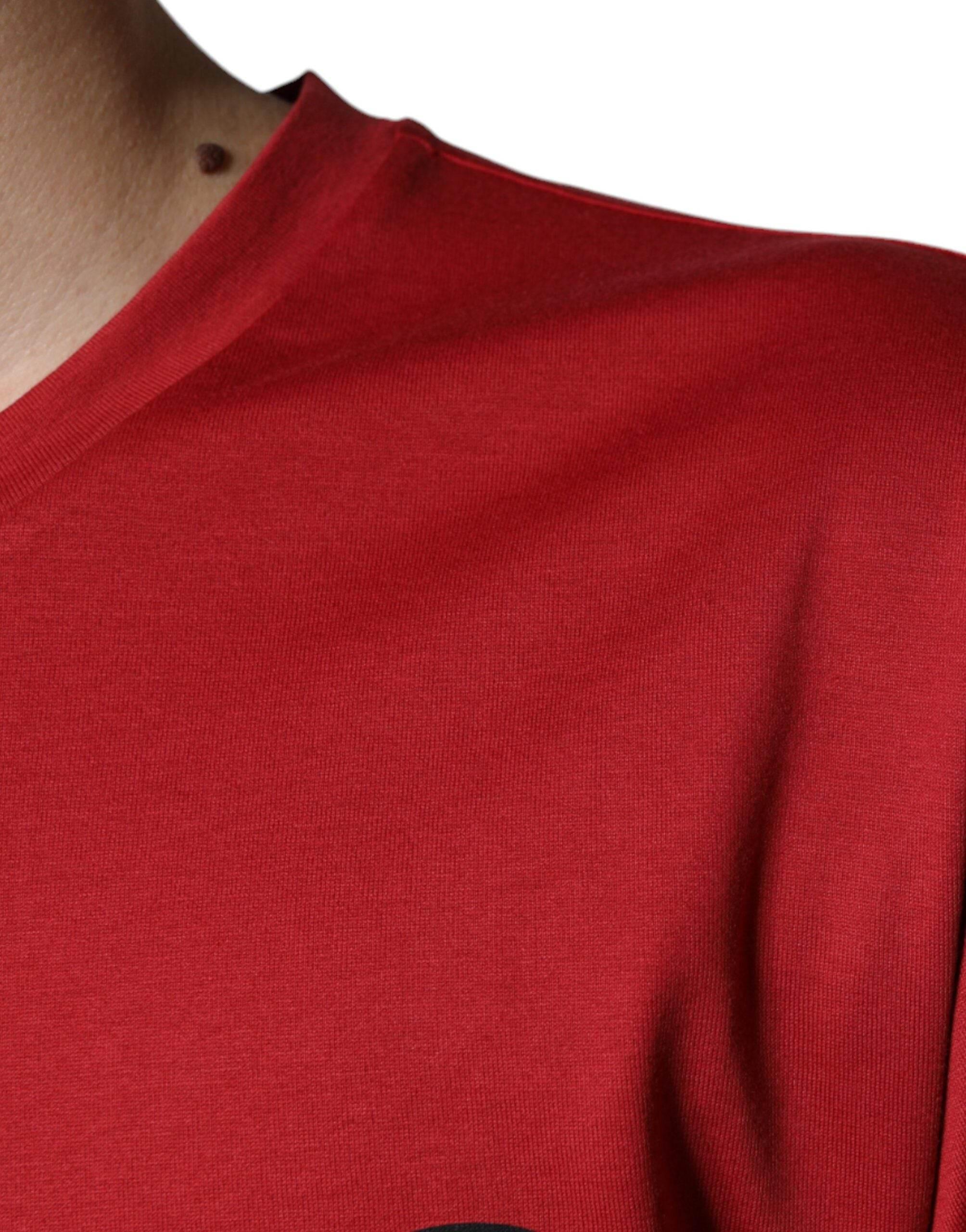Dolce & Gabbana Red Cotton DG Logo Print Crew Neck T-shirt - Hilstor