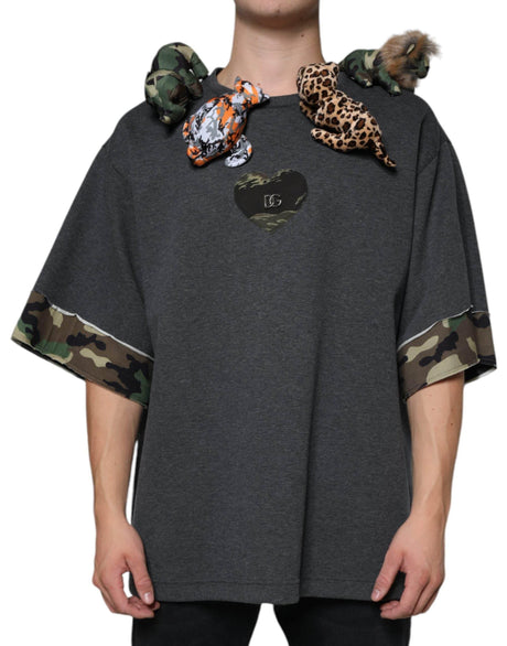 Dolce & Gabbana Gray Camouflage Animal Stuff Cotton T-shirt - Hilstor