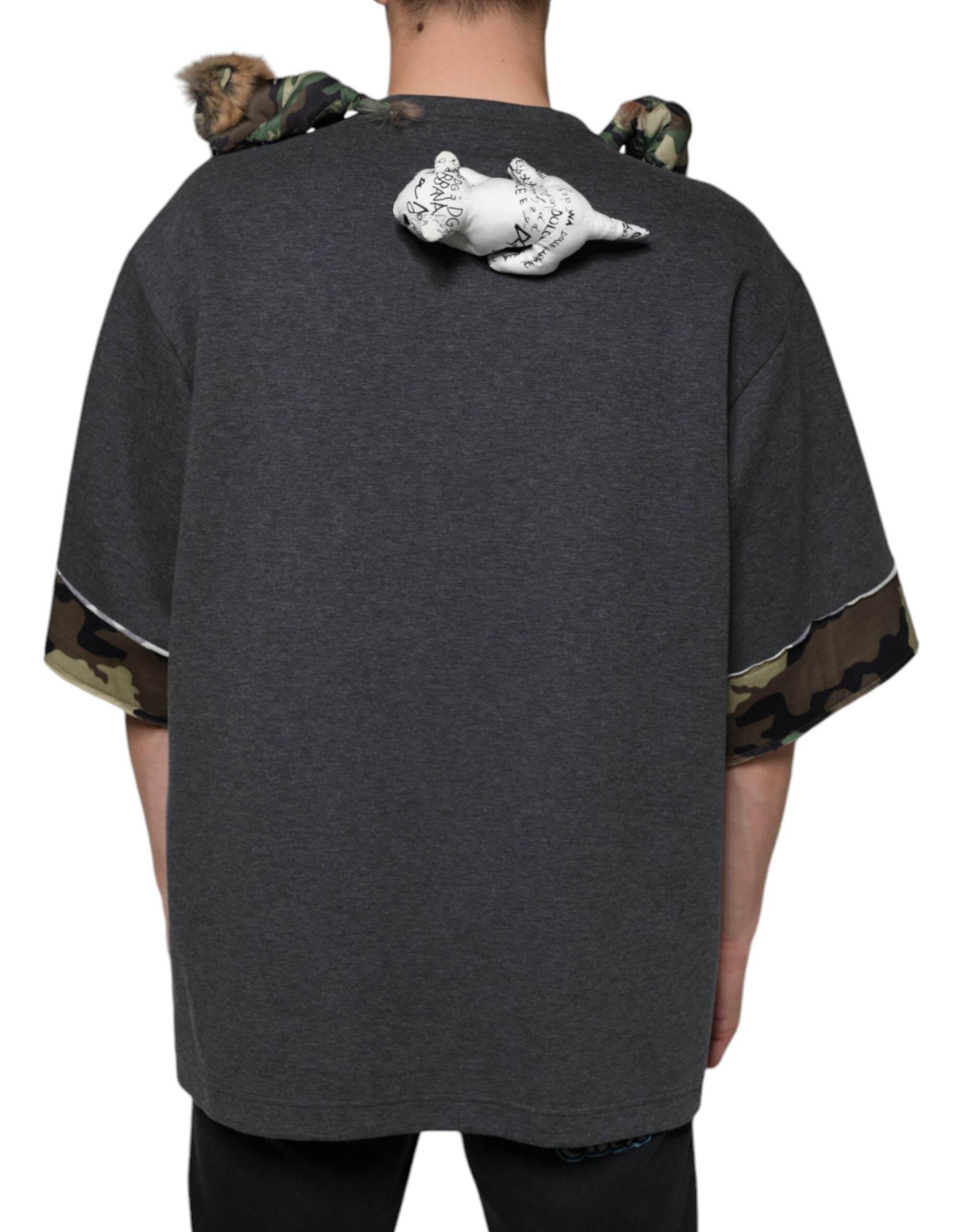 Dolce & Gabbana Gray Camouflage Animal Stuff Cotton T-shirt - Hilstor