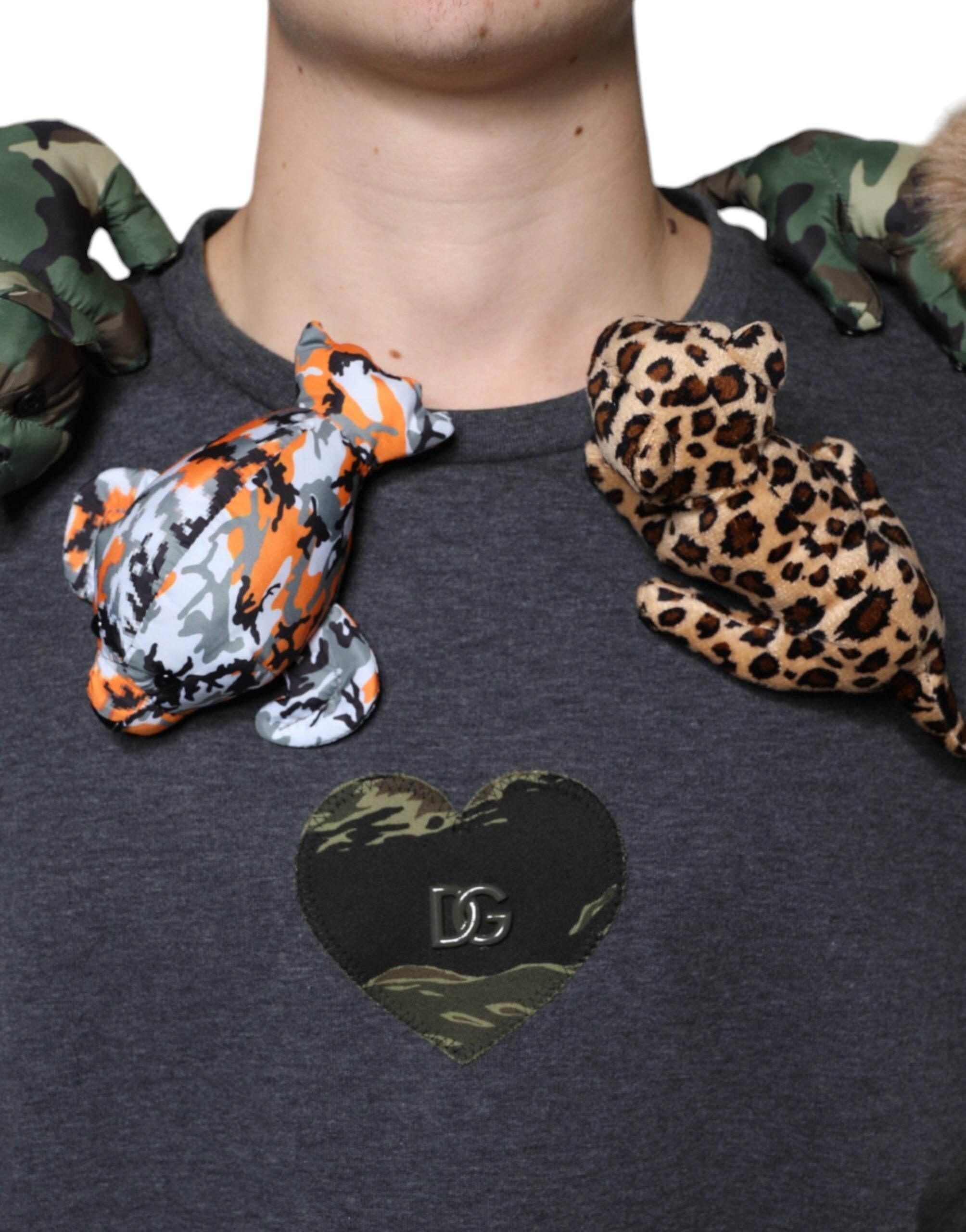 Dolce & Gabbana Gray Camouflage Animal Stuff Cotton T-shirt - Hilstor