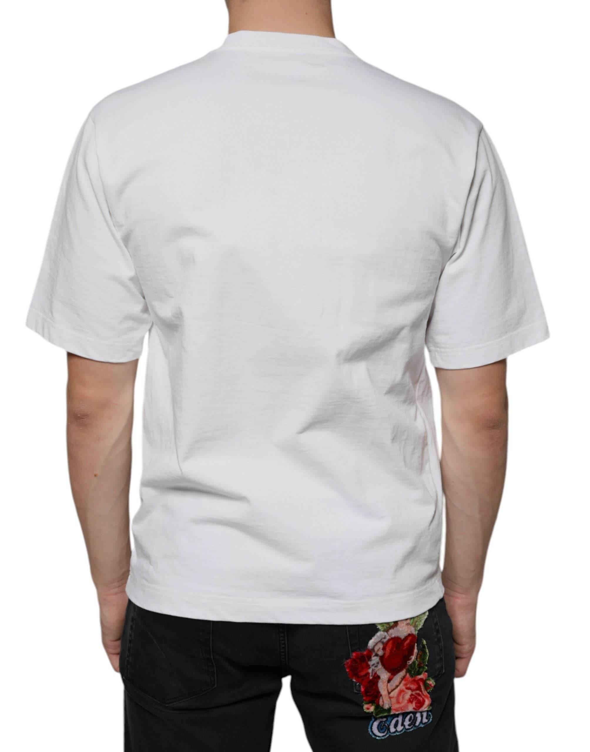 Dolce & Gabbana White Cotton DG Logo Print Casual T-shirt - Hilstor