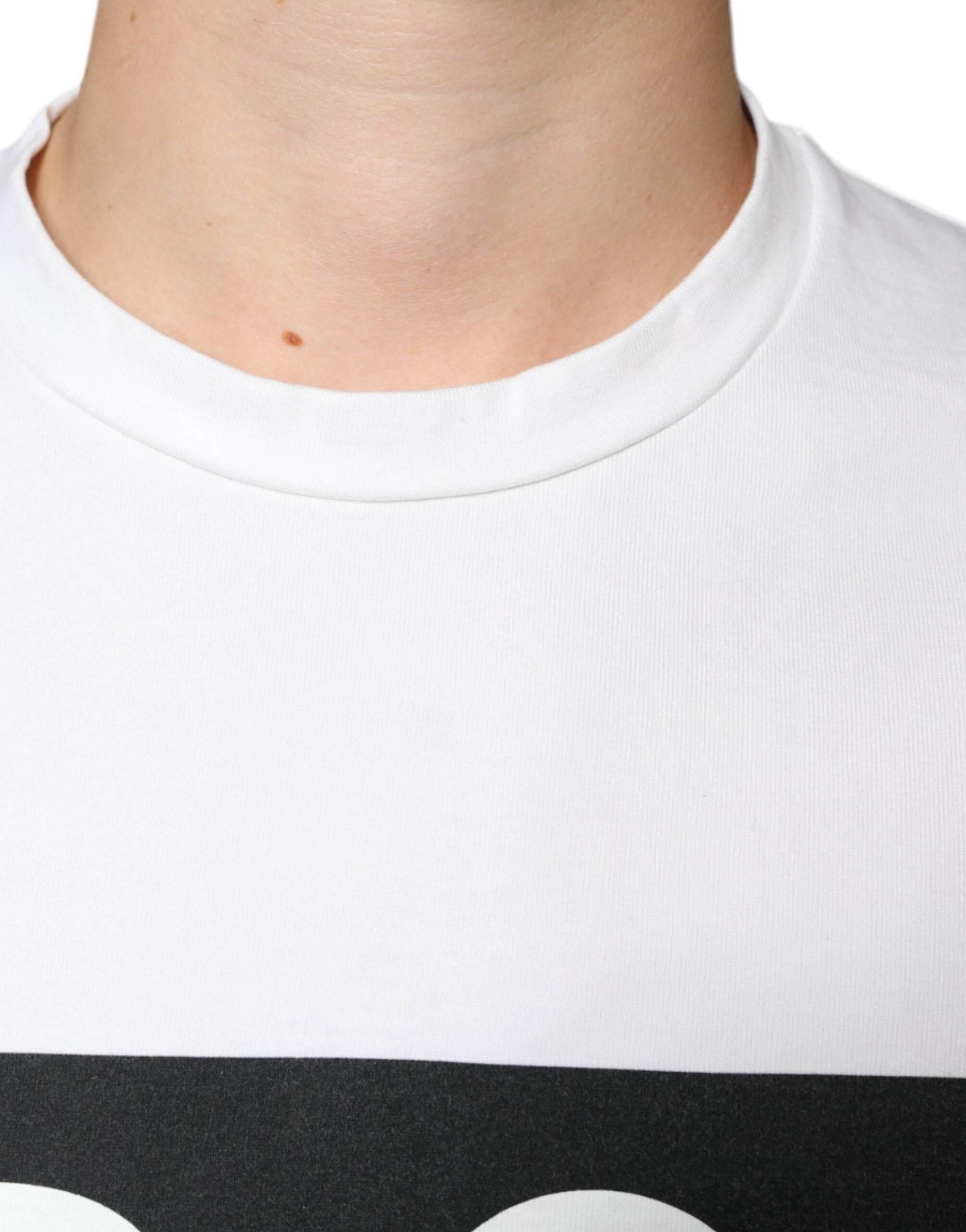 Dolce & Gabbana White Cotton DG Logo Print Casual T-shirt - Hilstor