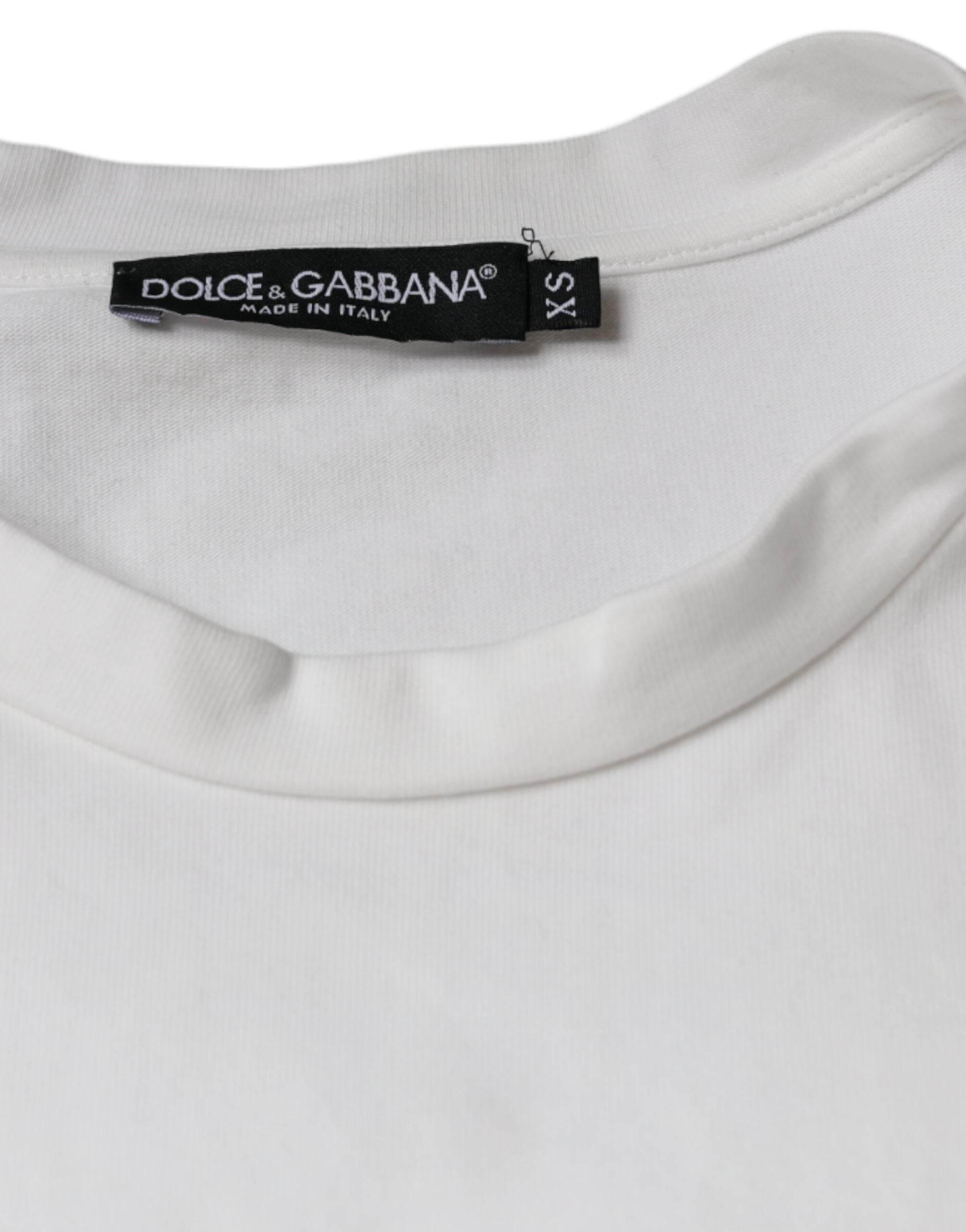 Dolce & Gabbana White Cotton DG Logo Print Casual T-shirt - Hilstor