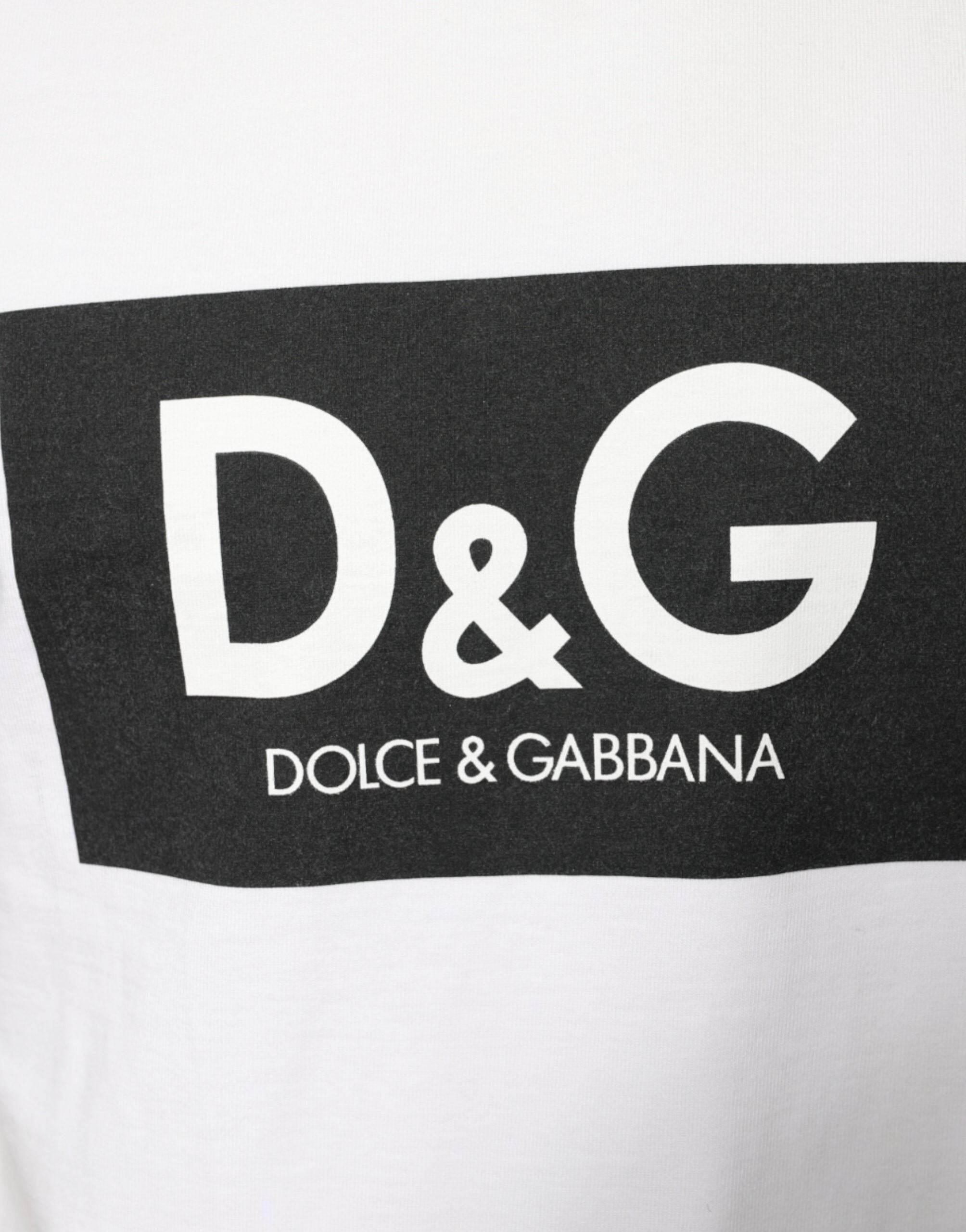 Dolce & Gabbana White Cotton DG Logo Print Casual T-shirt - Hilstor