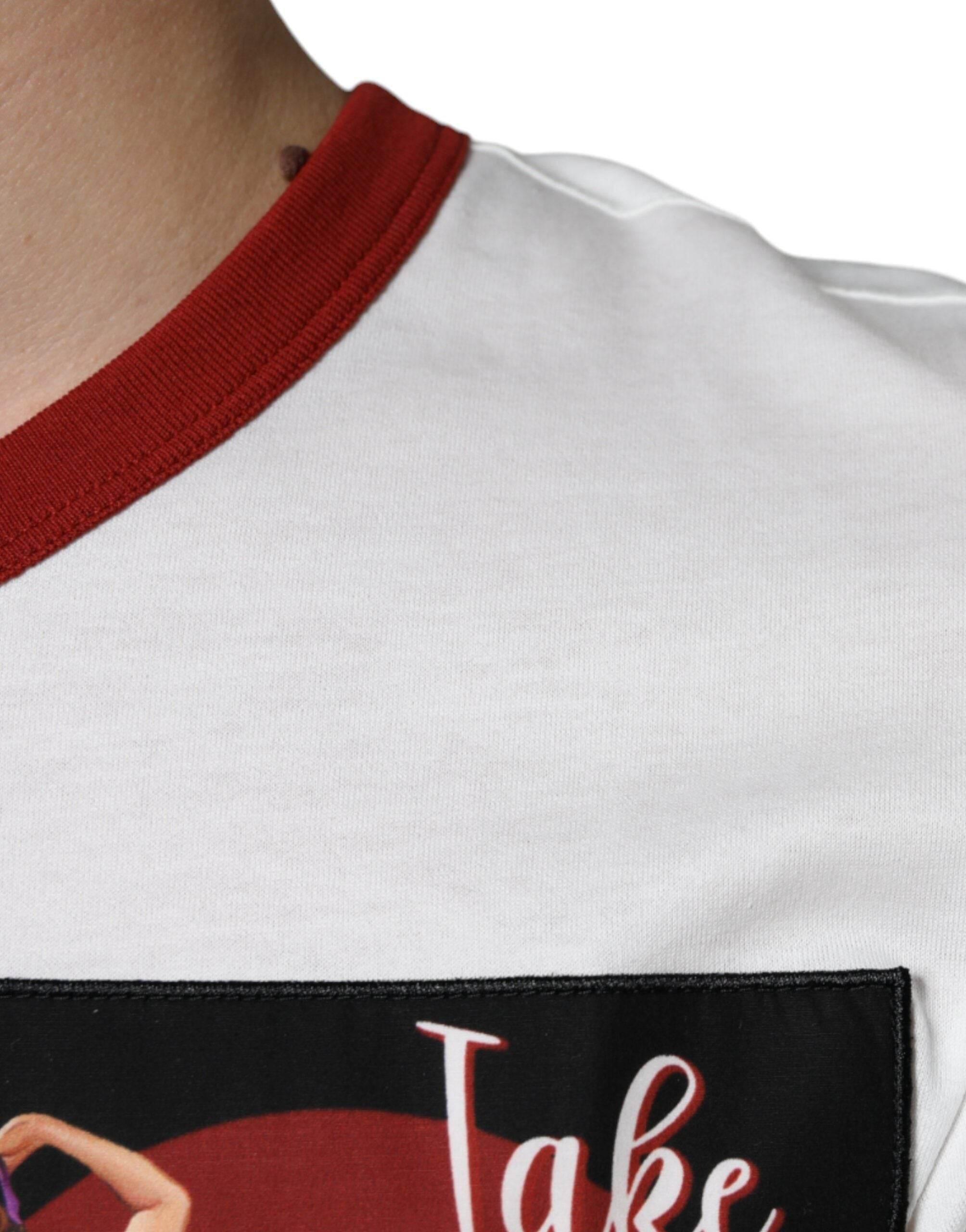 Dolce & Gabbana White Graphic Print Cotton Crew Neck T-shirt - Hilstor