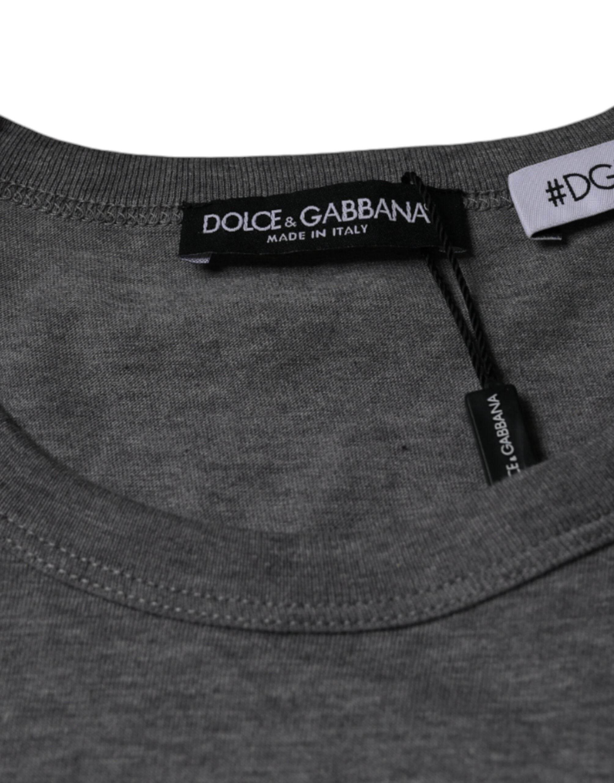 Dolce & Gabbana Gray Cotton #DGFamily Short Sleeves T-shirt - Hilstor