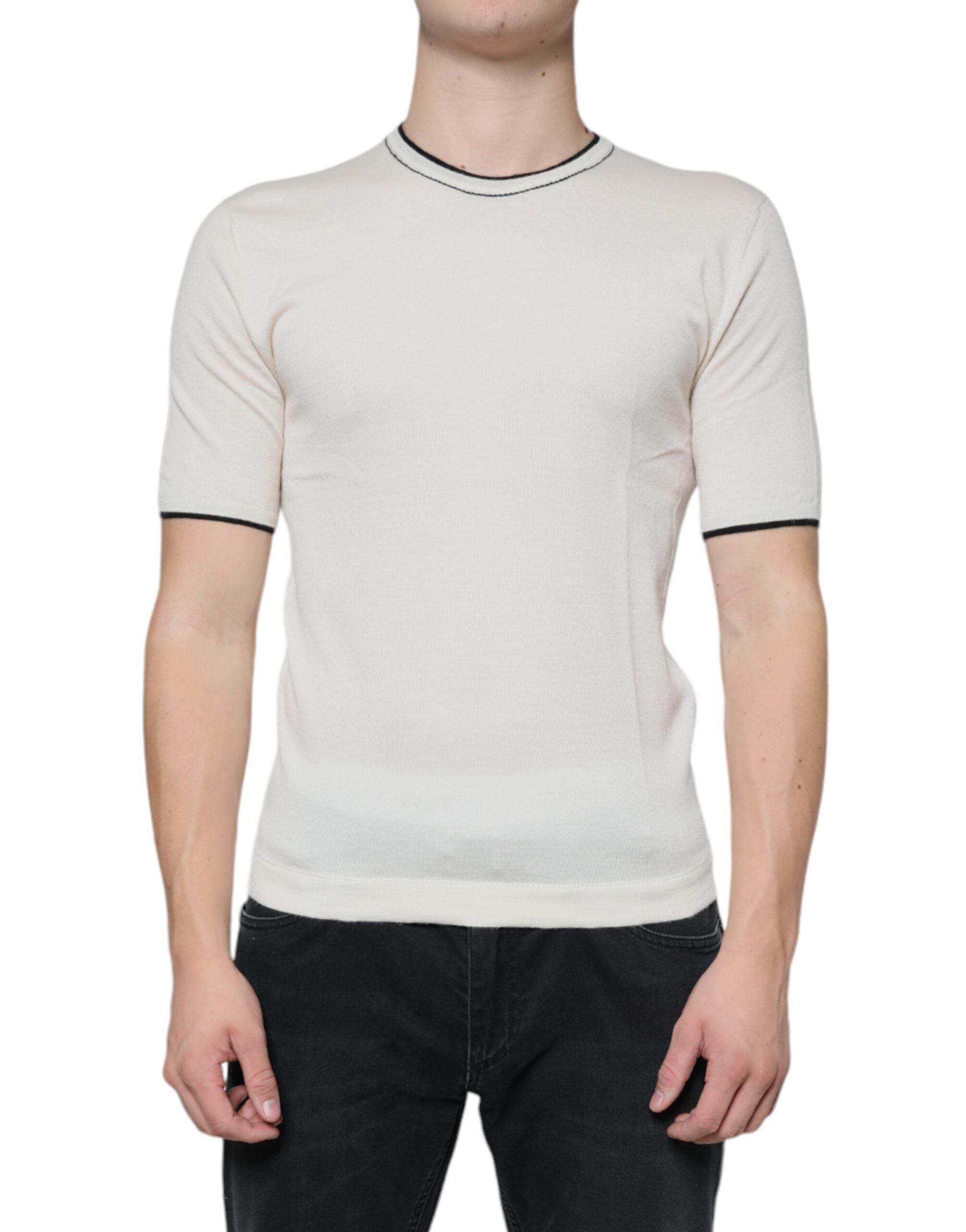 Dolce & Gabbana Off White Cashmere Short Sleeves T-shirt - Hilstor